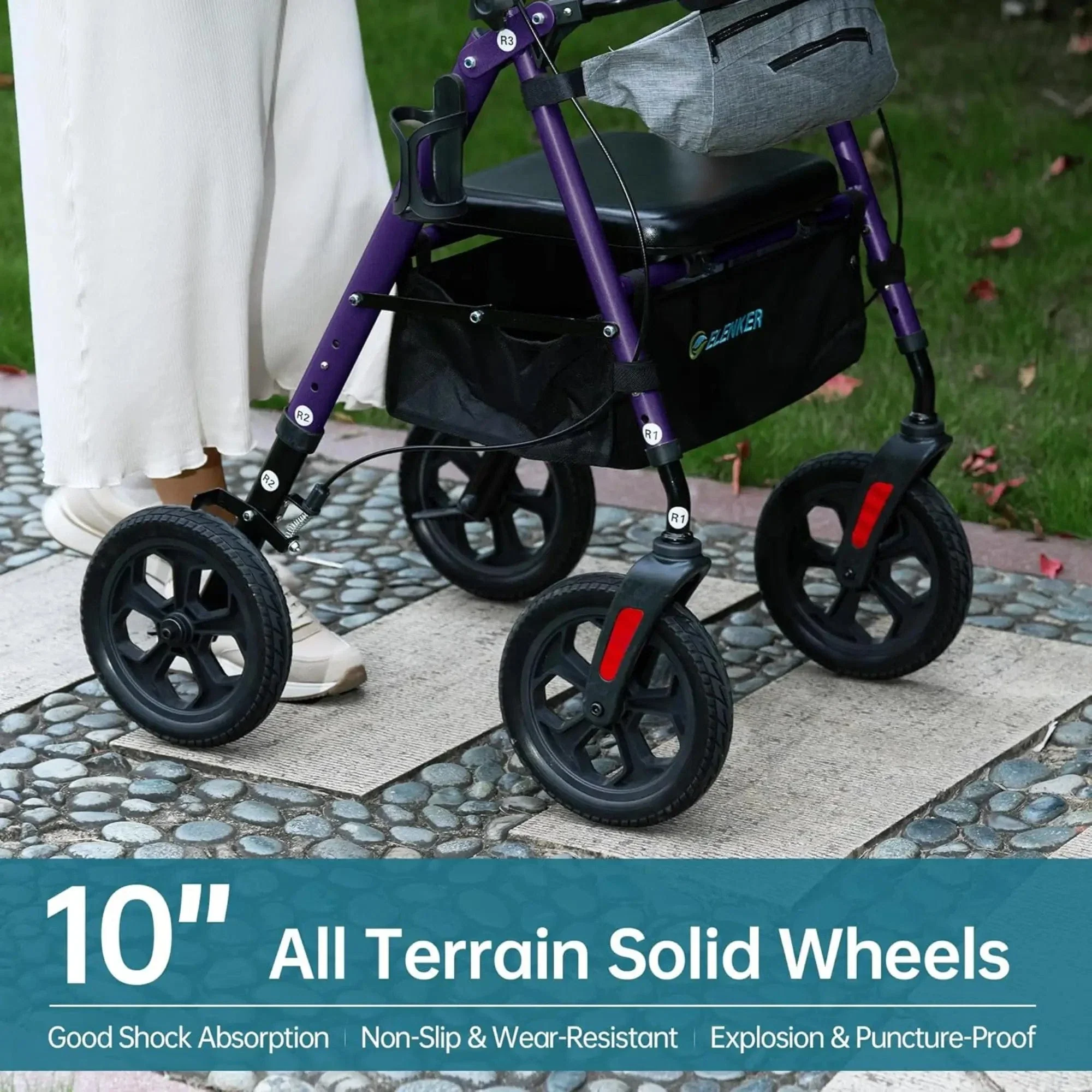 YF-9007E All-Terrain Dual-Brake Rollator Walker 10