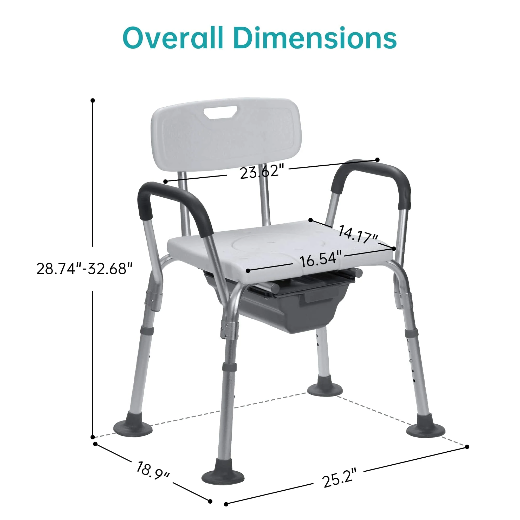 KY-1203B-1 4-in-1 Non-Slip Medical Shower Seat Chair