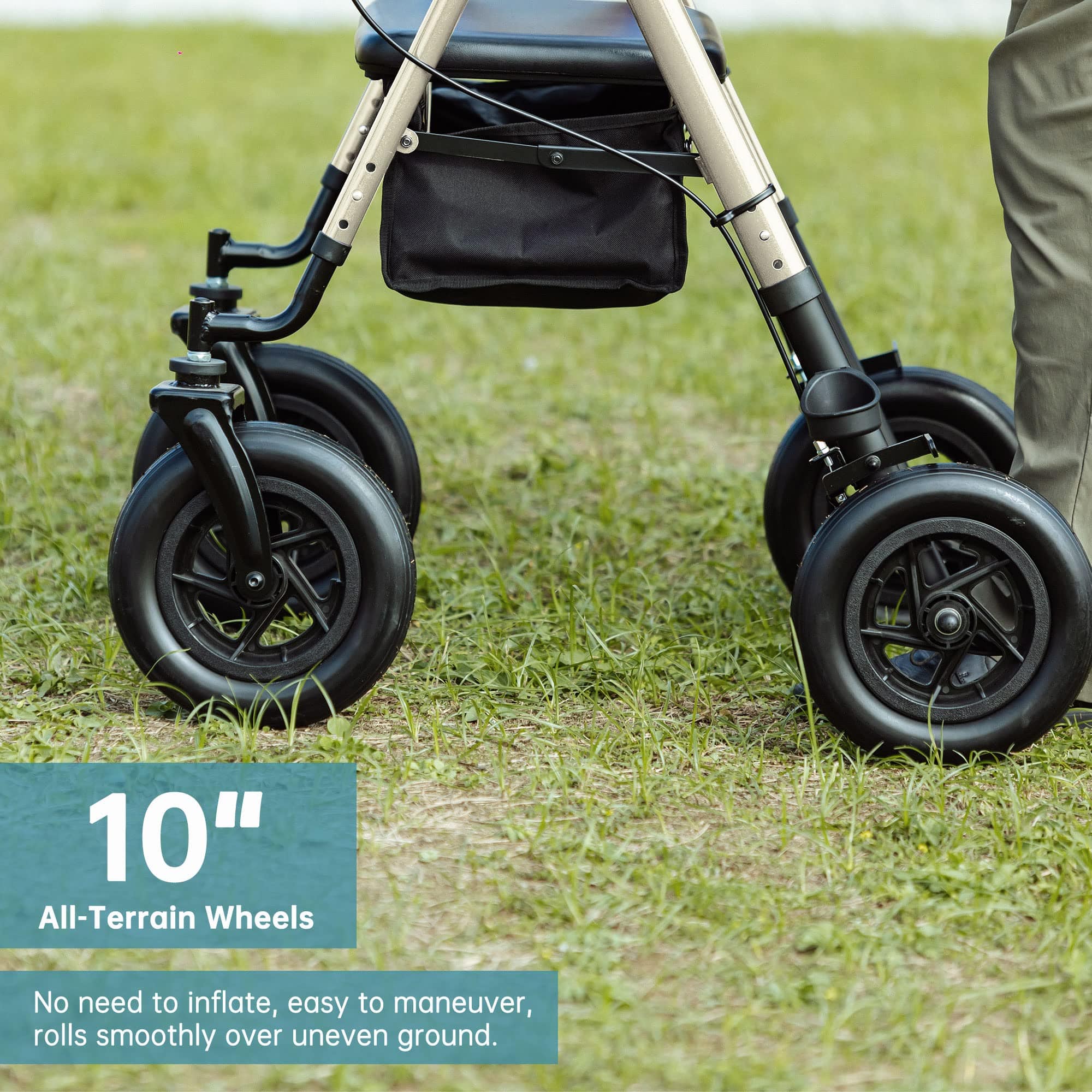 HFK-9236D4 All Terrain Dual-Brake Rollator Walker 10