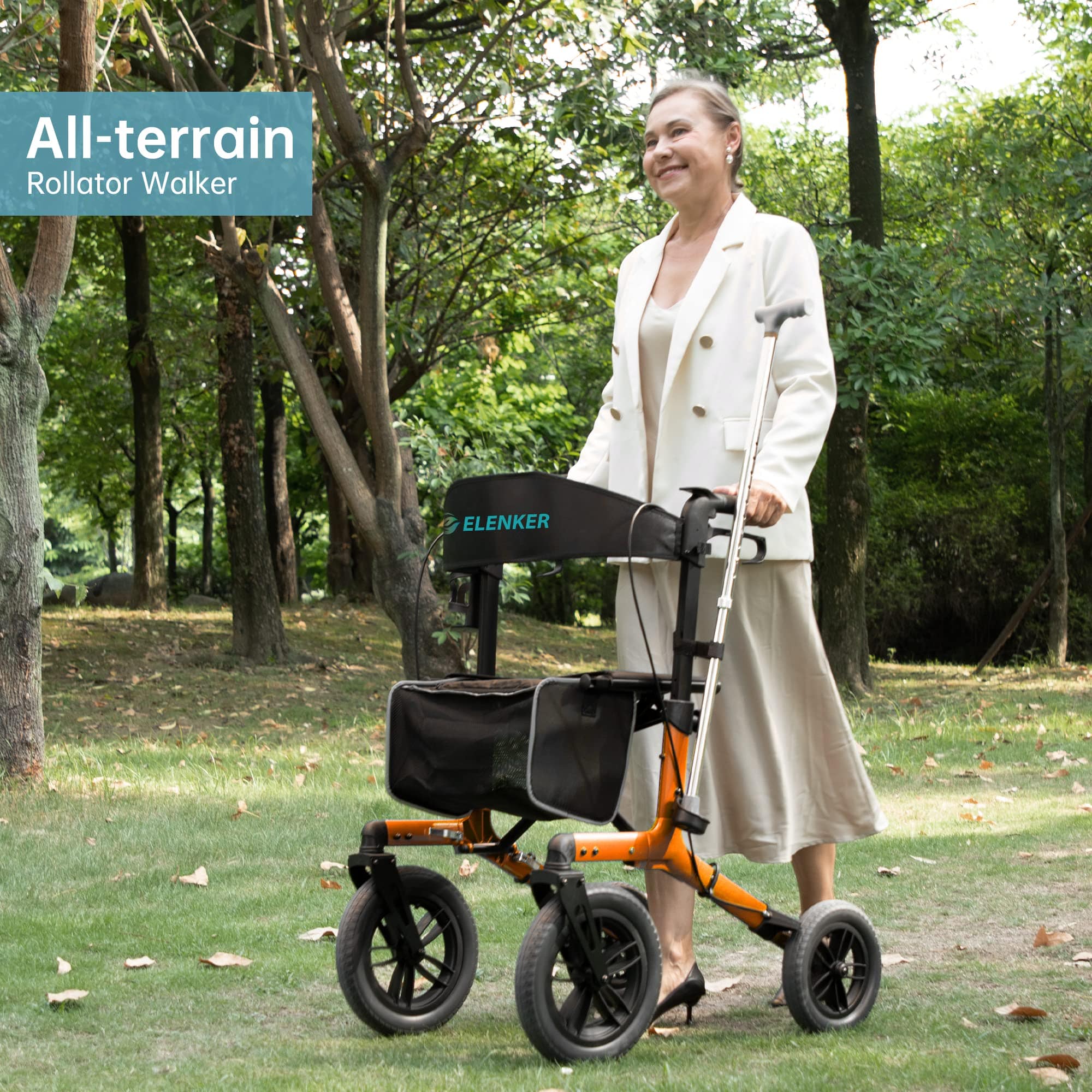 KLD-9212 All Terrain Dual-Brake Rollator Walker 10