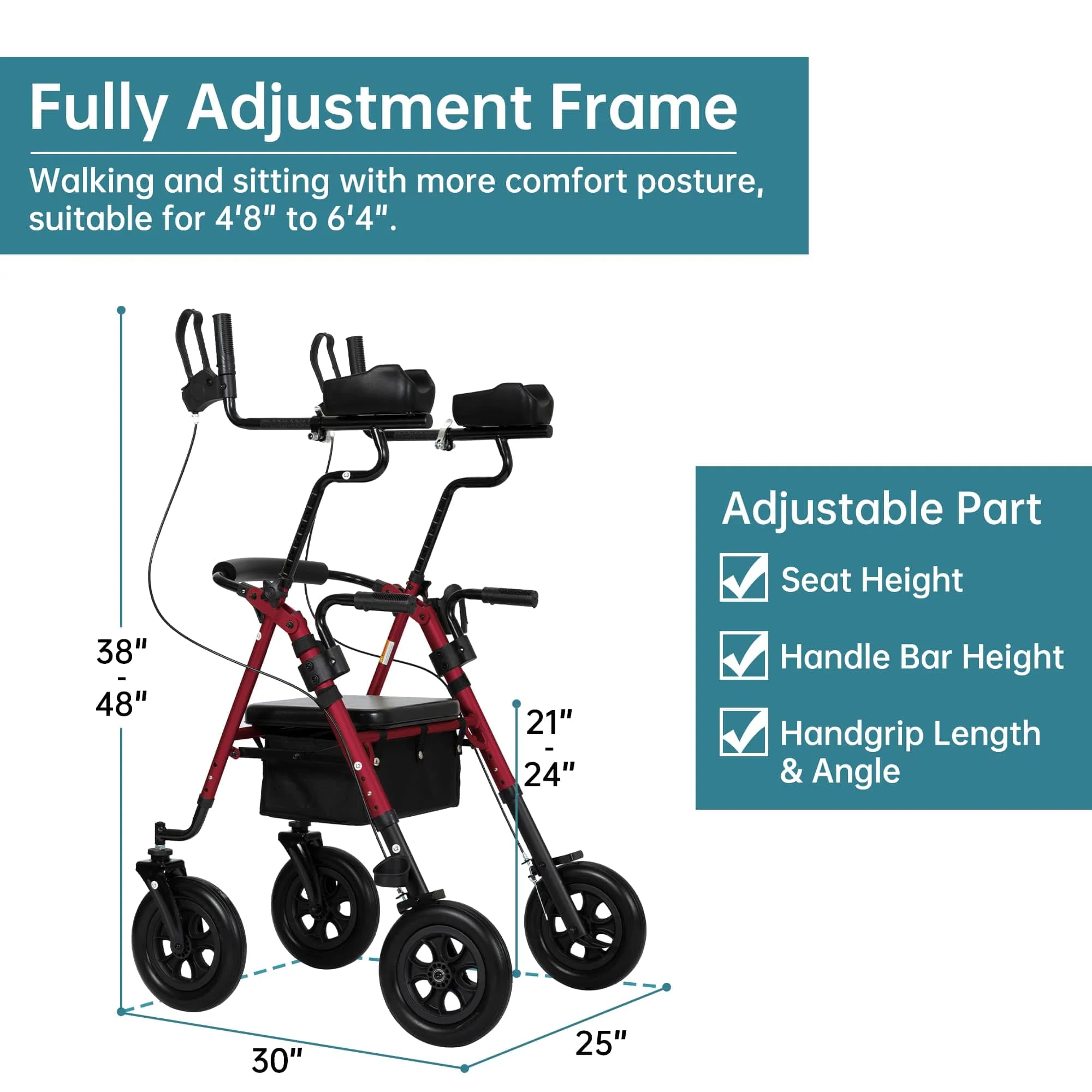 HFK-9236T4 All Terrain Dual-Brake Upright Walker 10