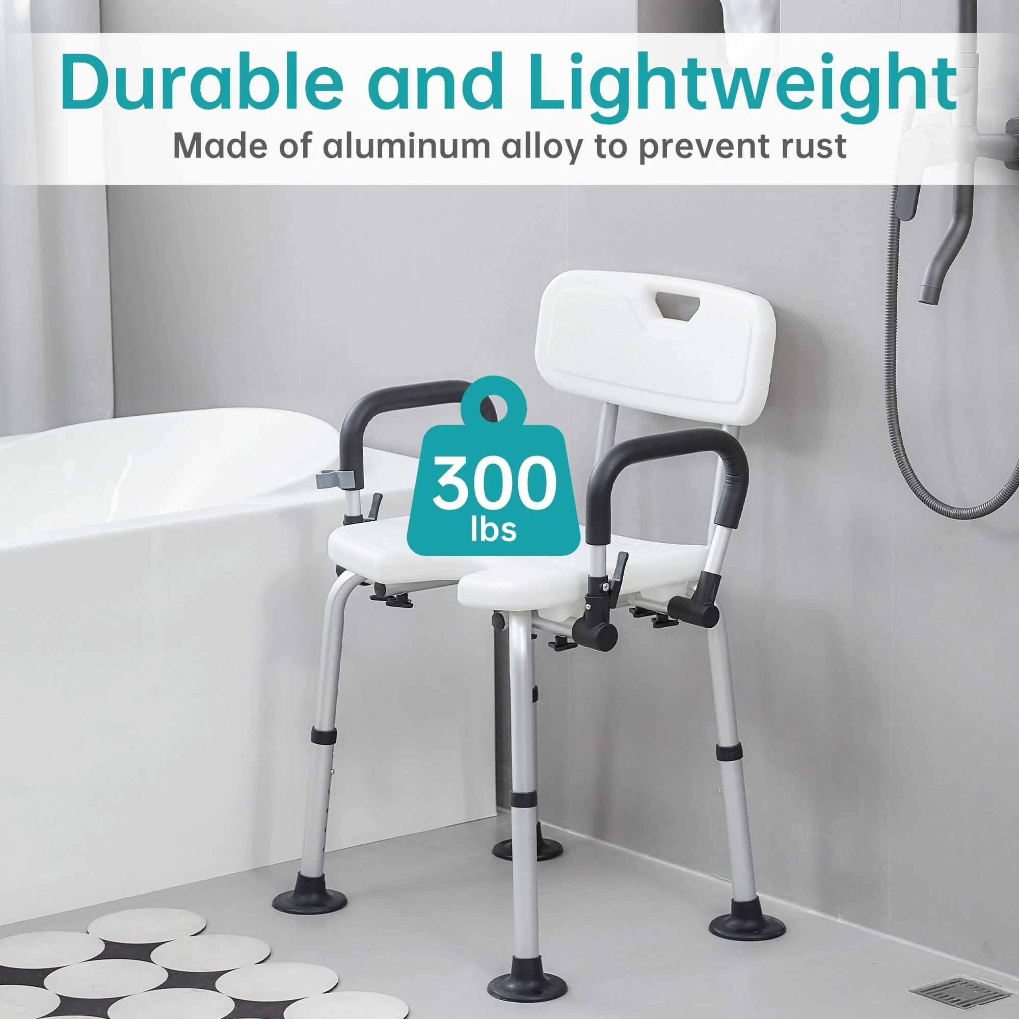 FST-5219-FW Ergonomic Seat Non-Slip Shower Seat Chair