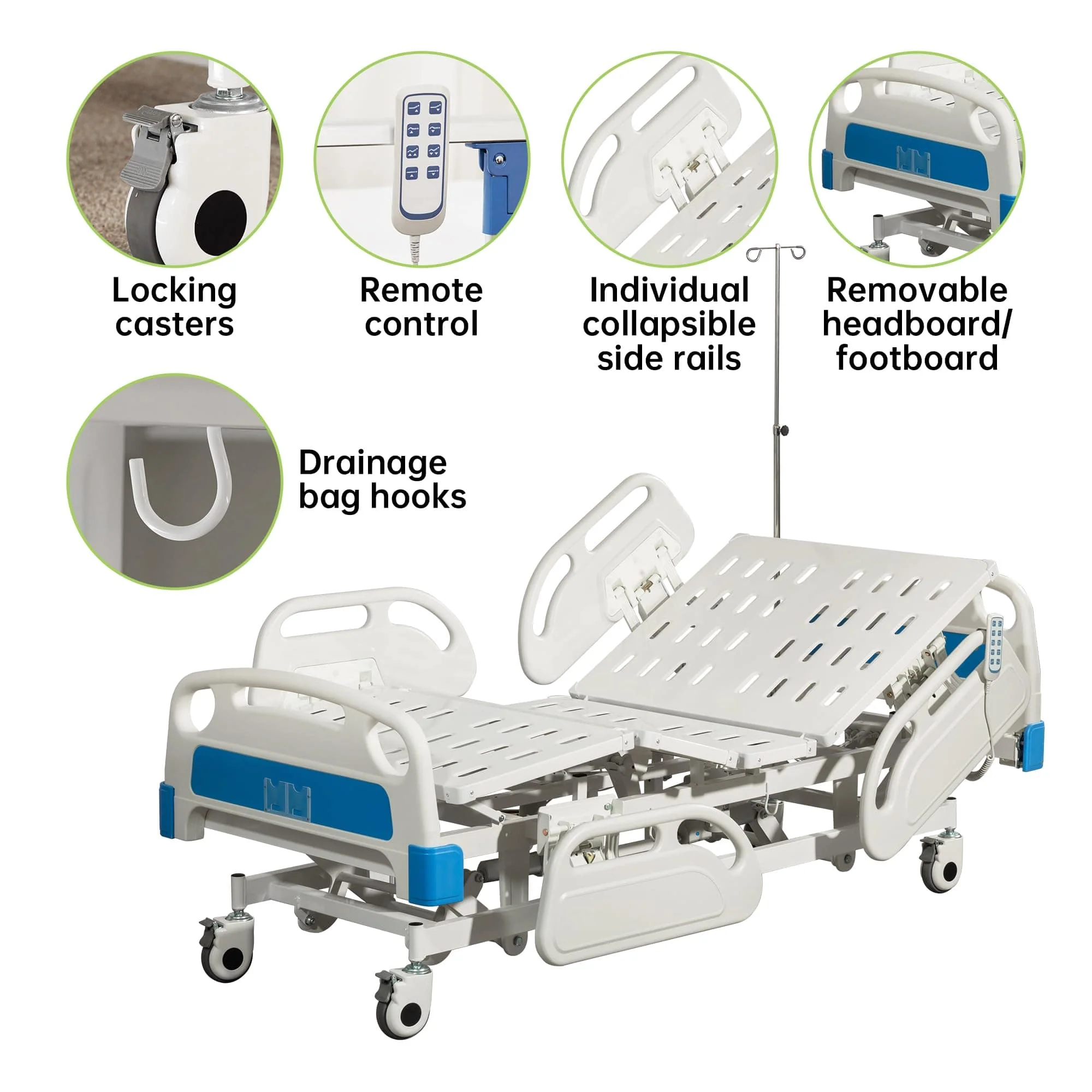 DH-7A13 5-Function Quiet Full Electric Hospital Bed With Remote Control
