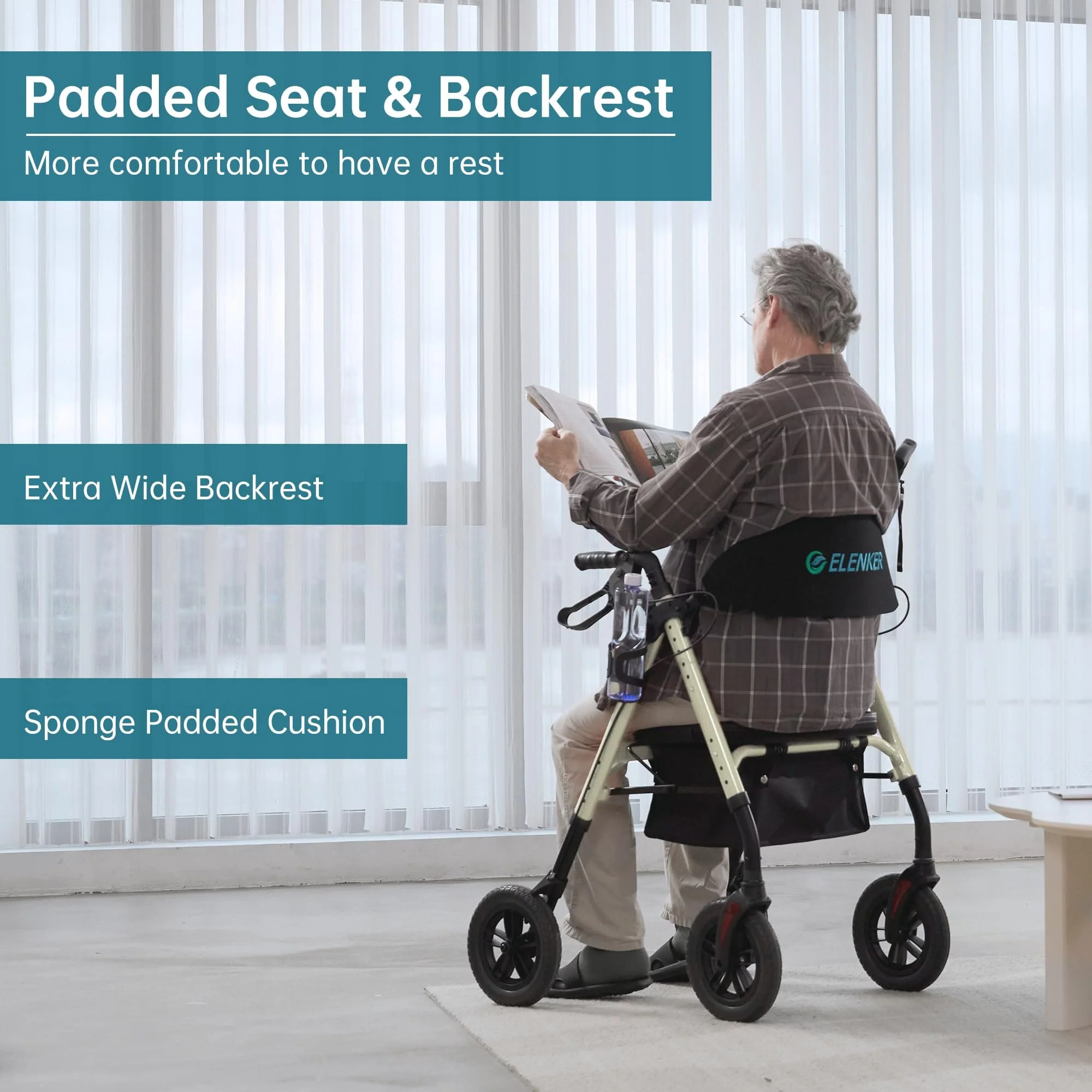 KLD-9218-10 All Terrain Dual-Brake Rollator Walker 10