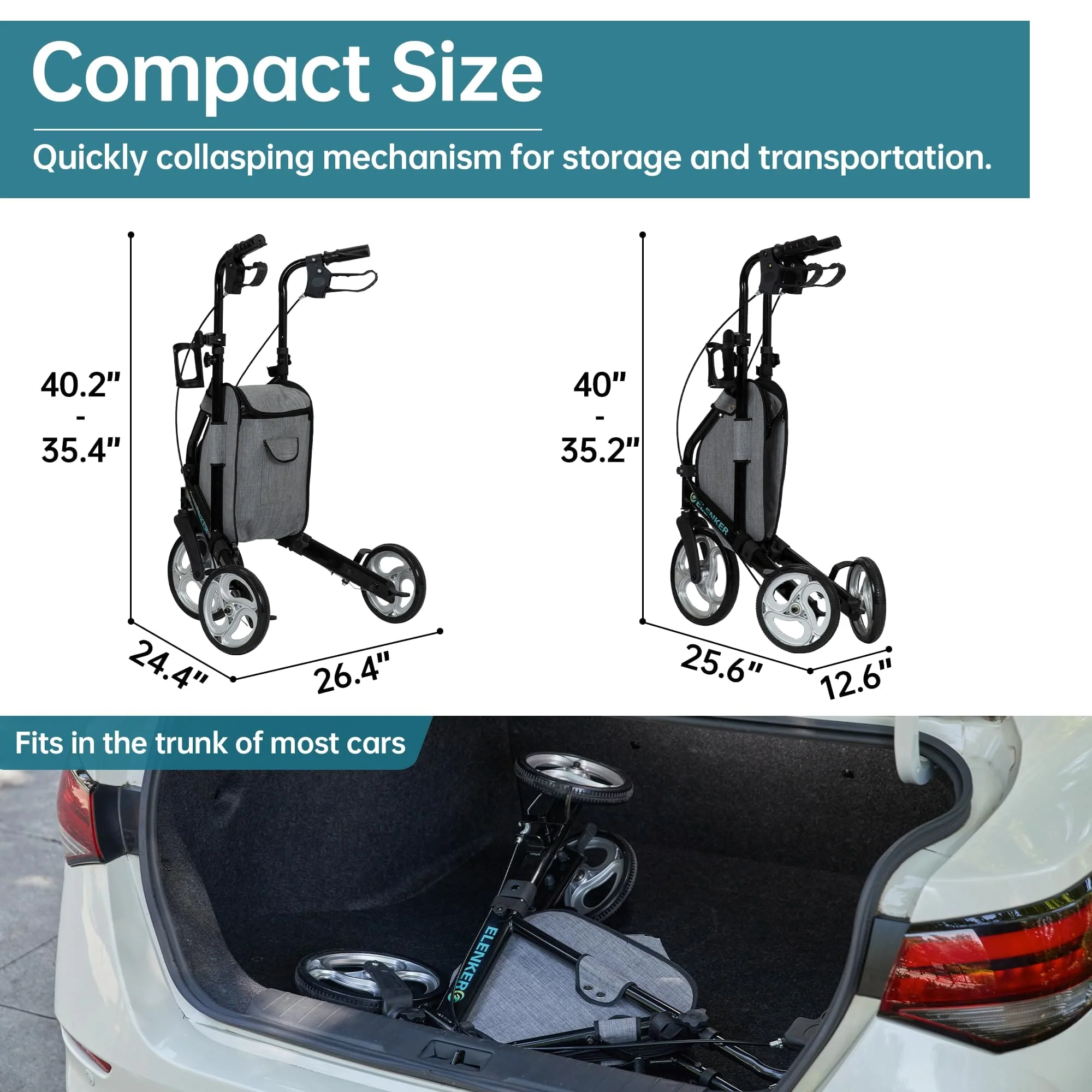 YF-9006 Portable Heavy Duty Rollator Walker 8