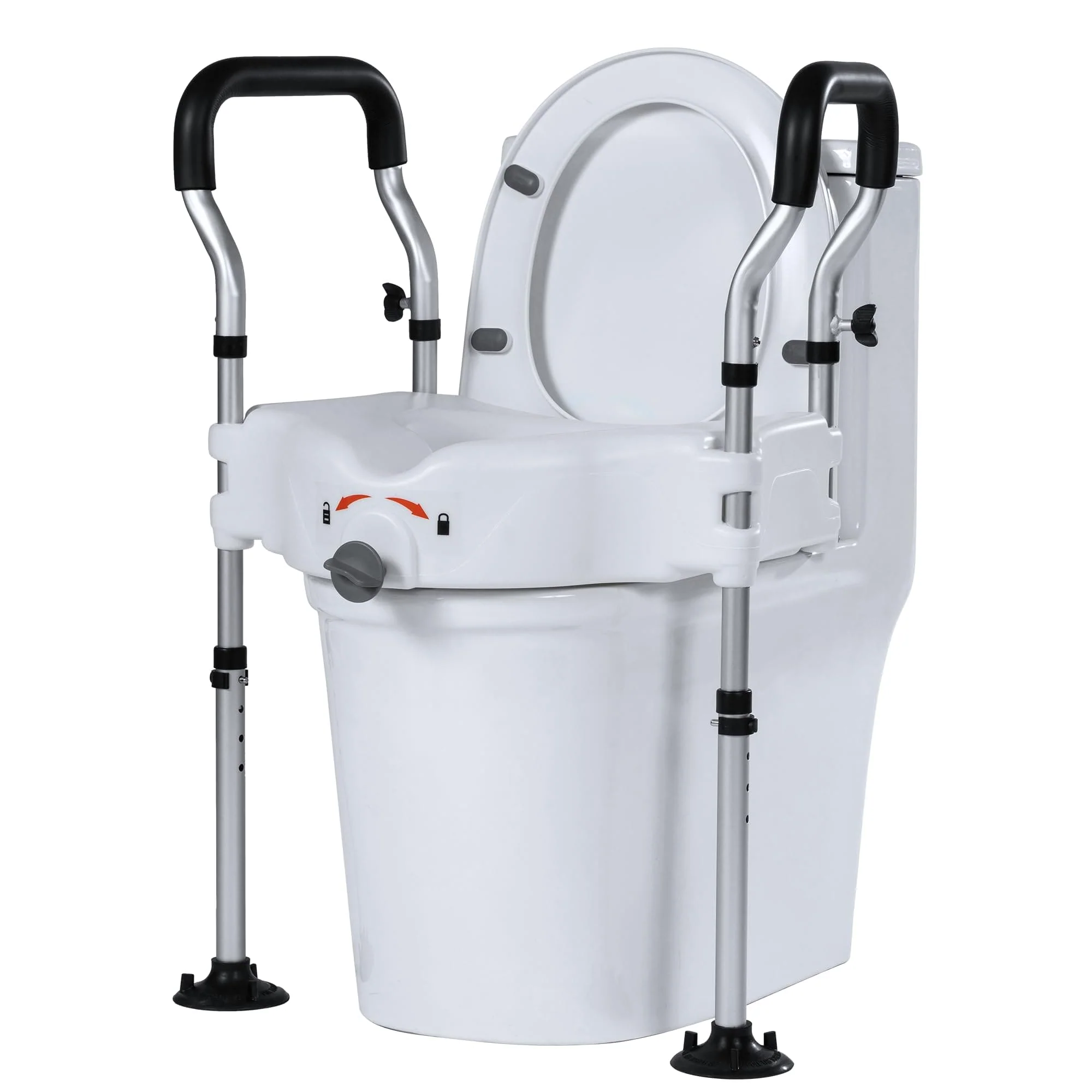 HFK-3377 Height-Adjustable Raised Toilet Seat-Assisted Stand-Up Support