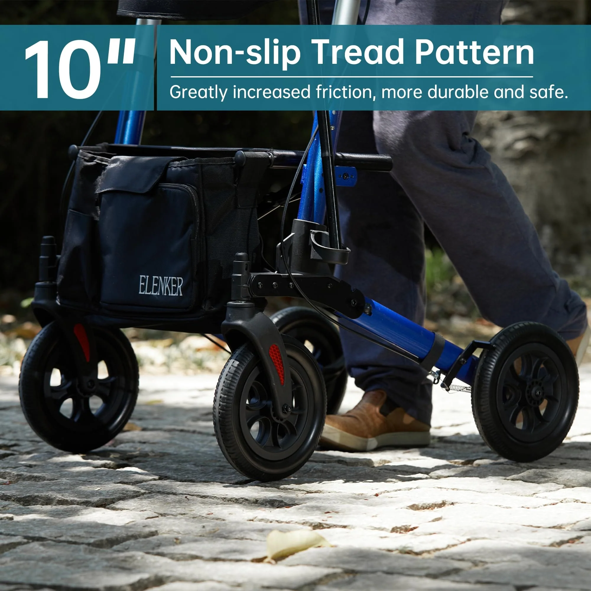 HFK-9202E All Terrain Dual-Brake Compact Foldable Rollator Walker 10