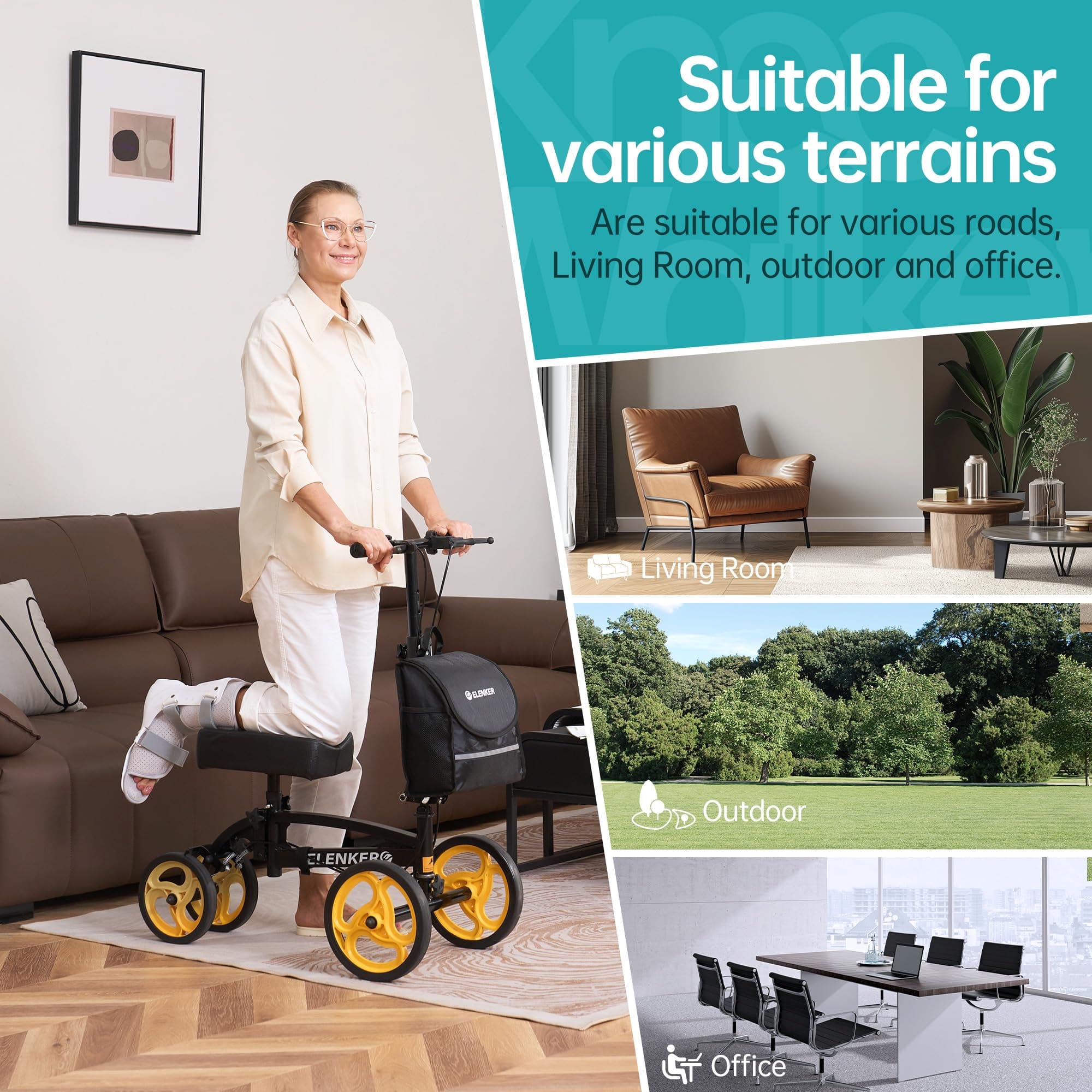 YF-9010A Steerable Foldable Knee Walker 10