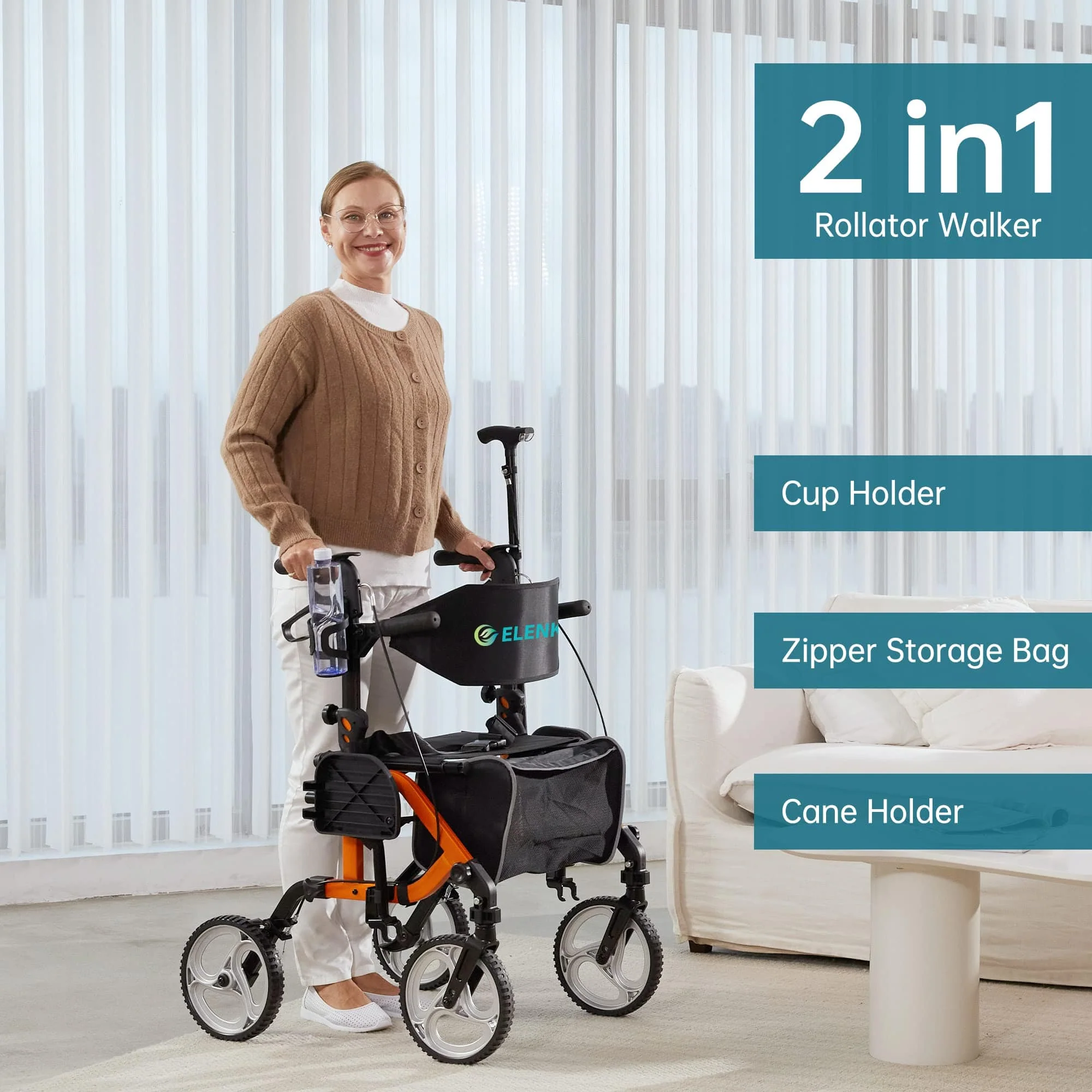 KLD-9224 2-in-1 Rollator Walker 10