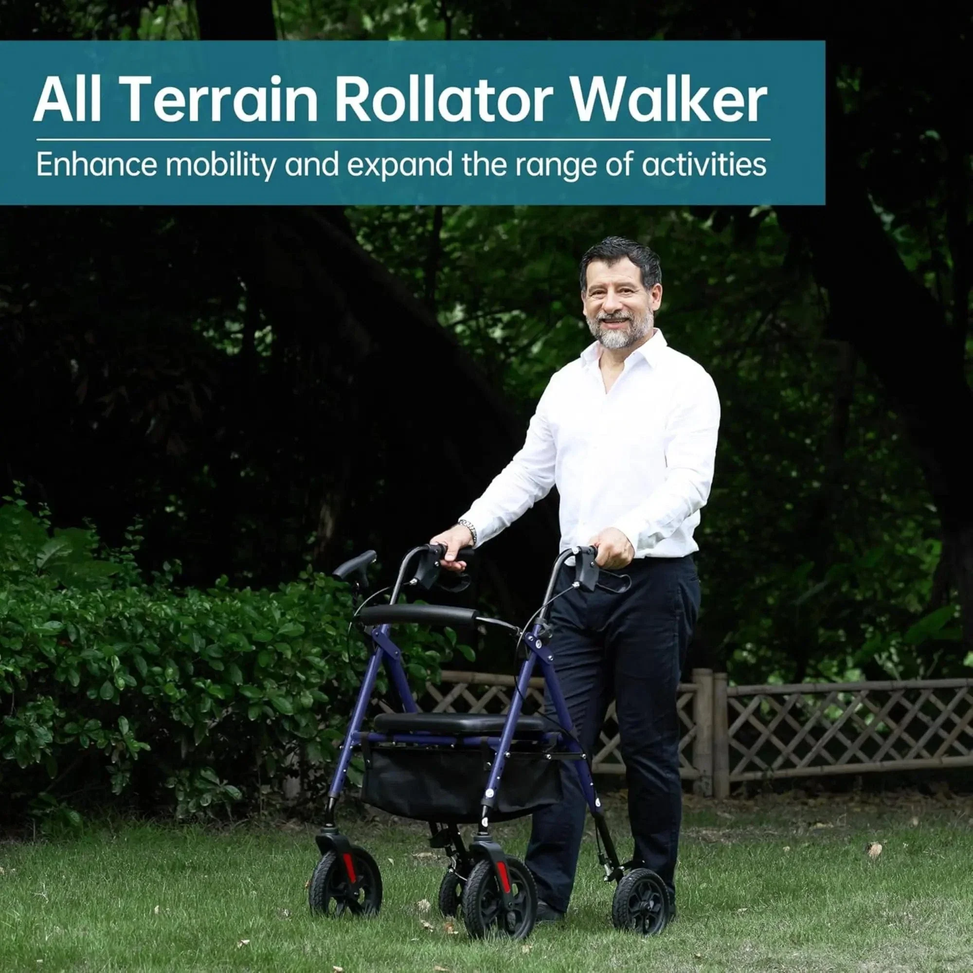 YF-9007D All-Terrain Dual-Brake Rollator Walker 8