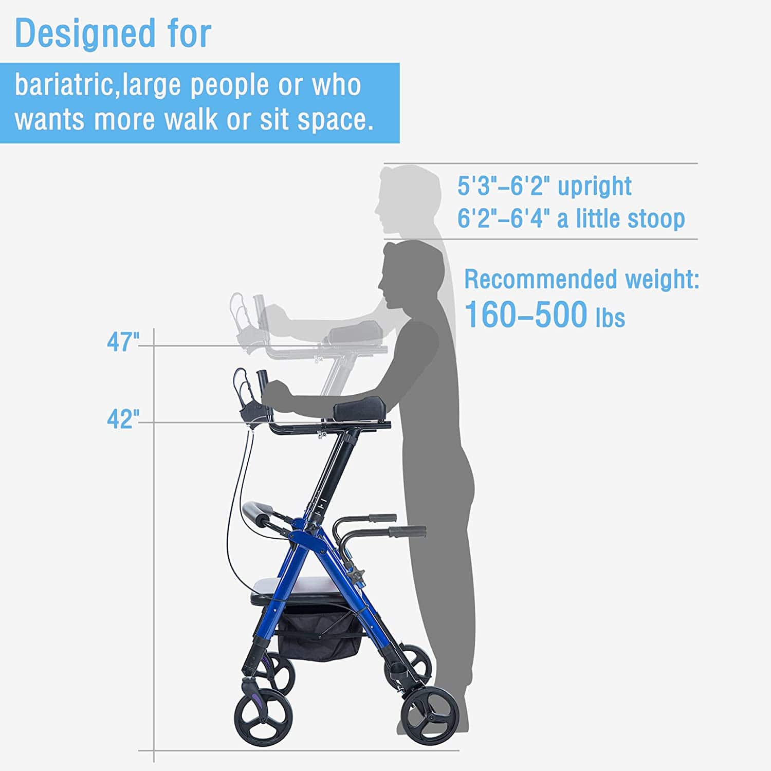 HFK-9219B Heavy Duty Bariatric Upright Walker 8