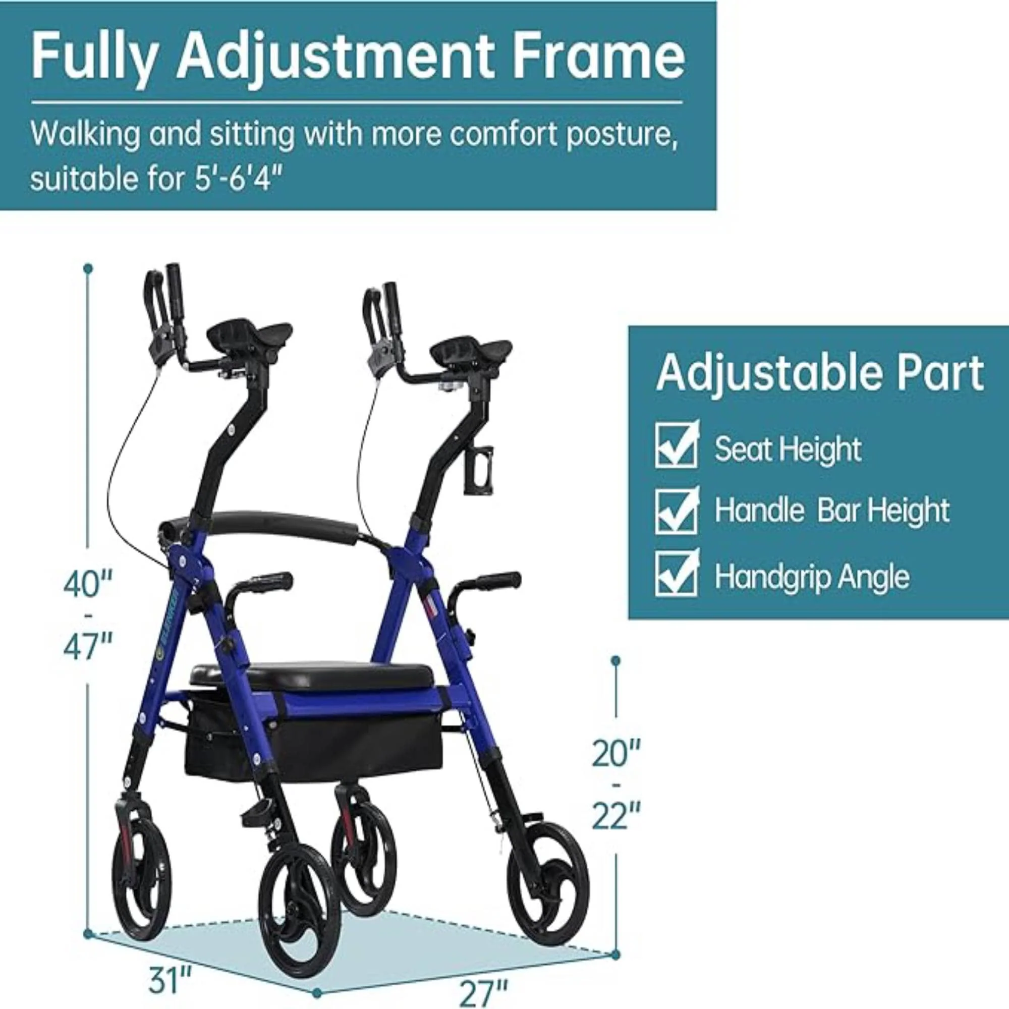 YF-9008A Dual-Brake Heavy Duty Upright Walker 10