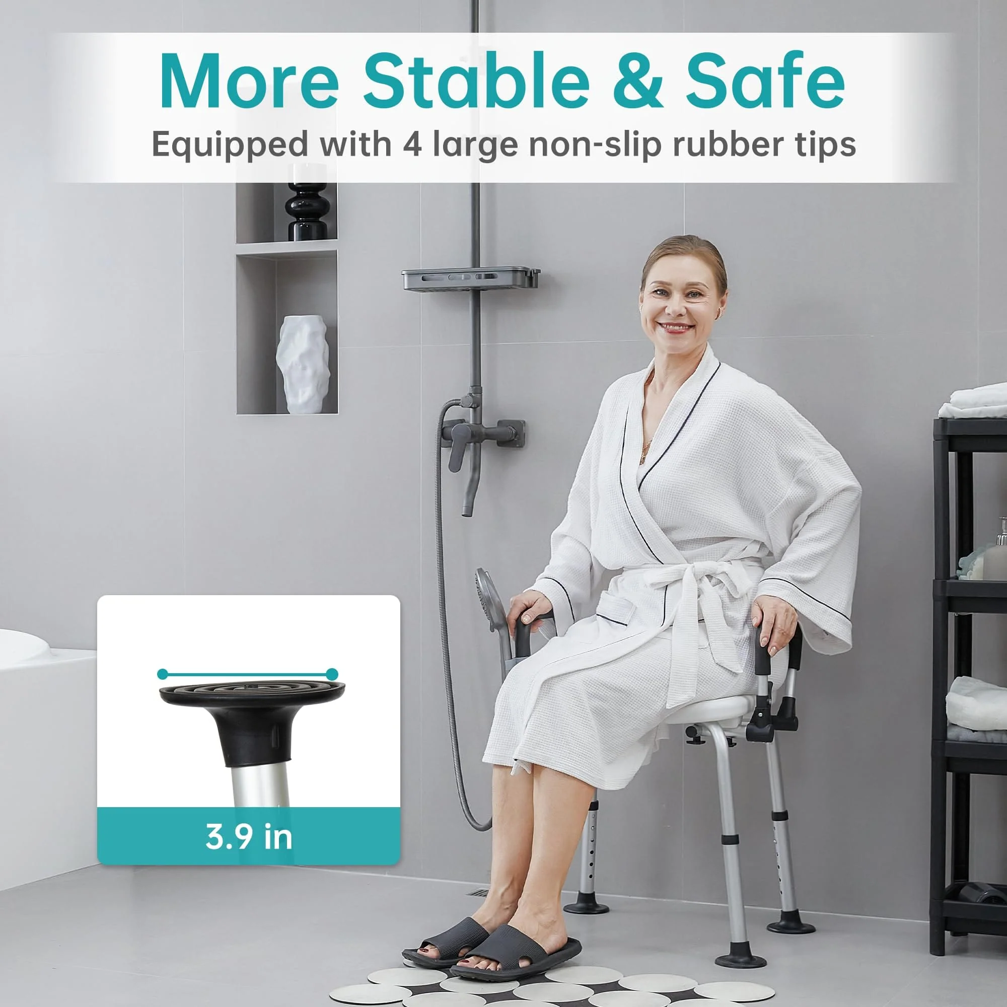 FST-5219-FW Ergonomic Seat Non-Slip Shower Seat Chair