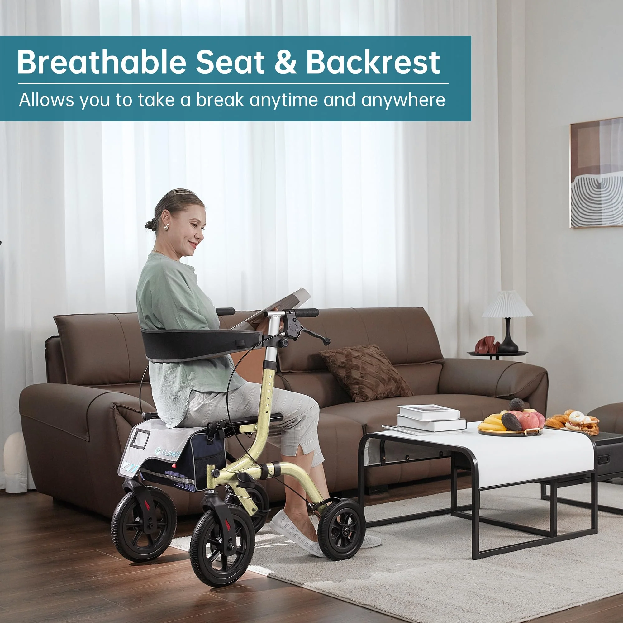 HFK-9210KDB All Terrain Dual-Brake Rollator Walker 10