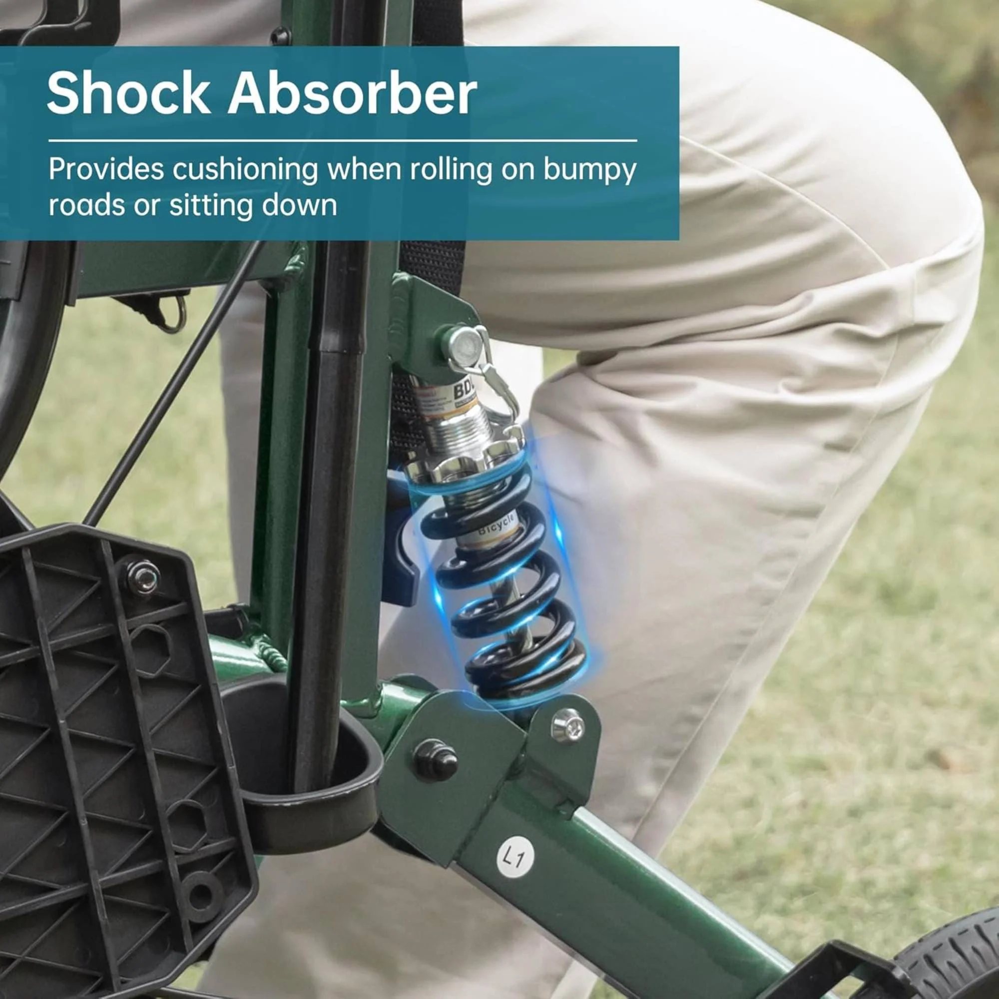 HFK-9294-2 All-Terrain 2-in-1 Shock-Absorbing Rollator Walker 10” Wheels