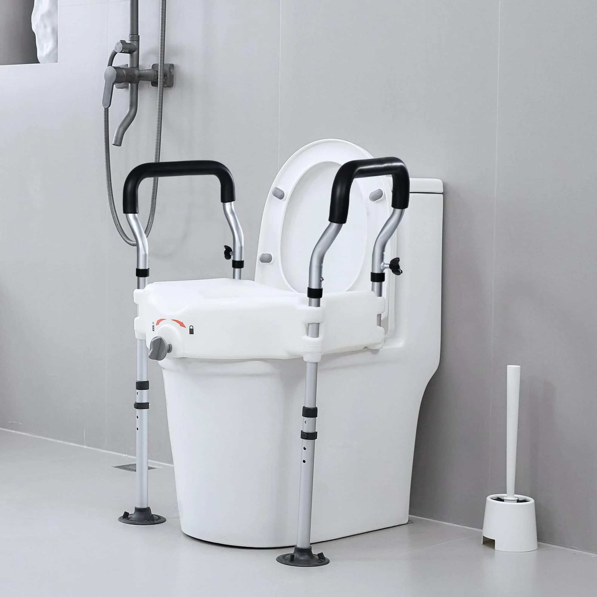 HFK-3377 Height-Adjustable Raised Toilet Seat-Assisted Stand-Up Support