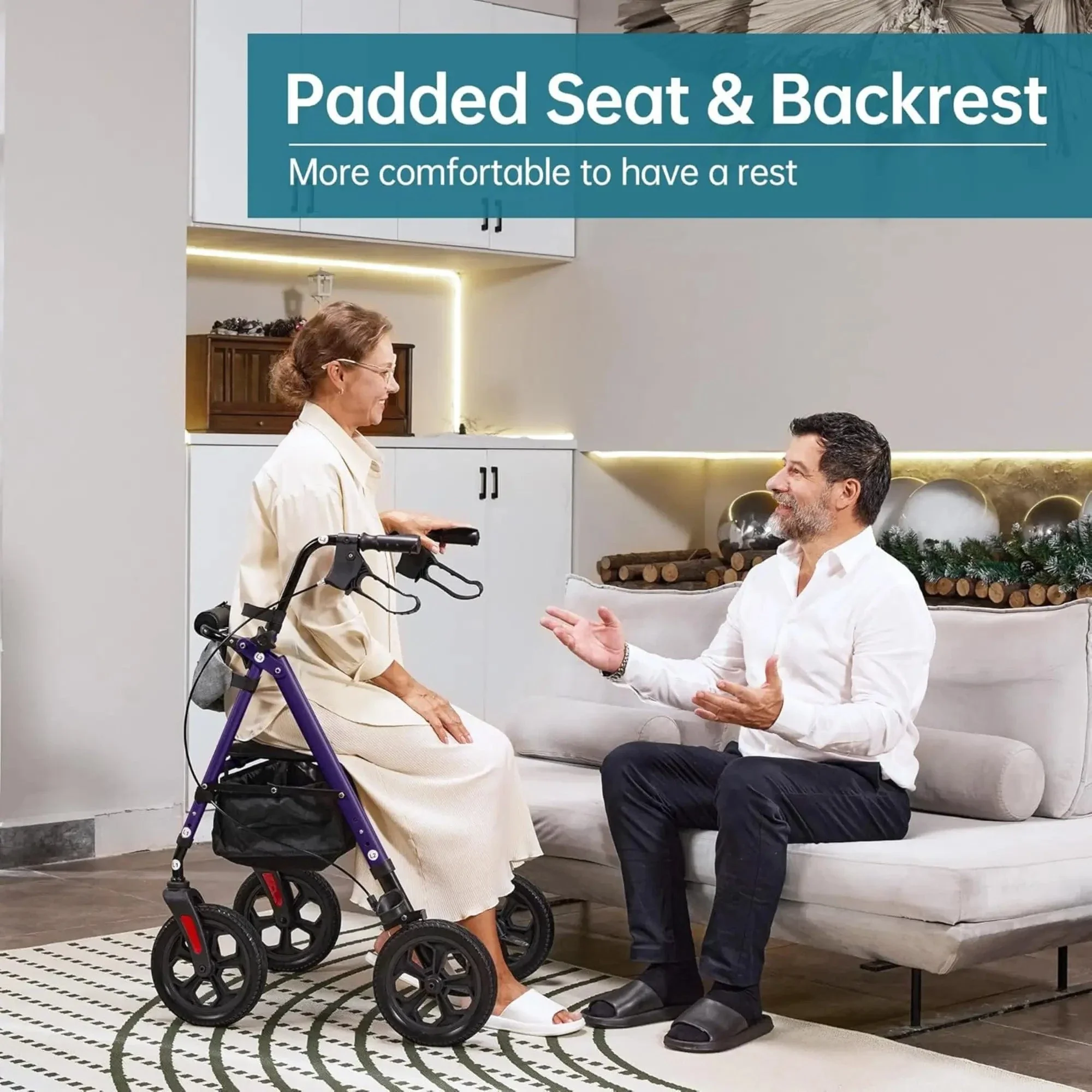 YF-9007E All-Terrain Dual-Brake Rollator Walker 10