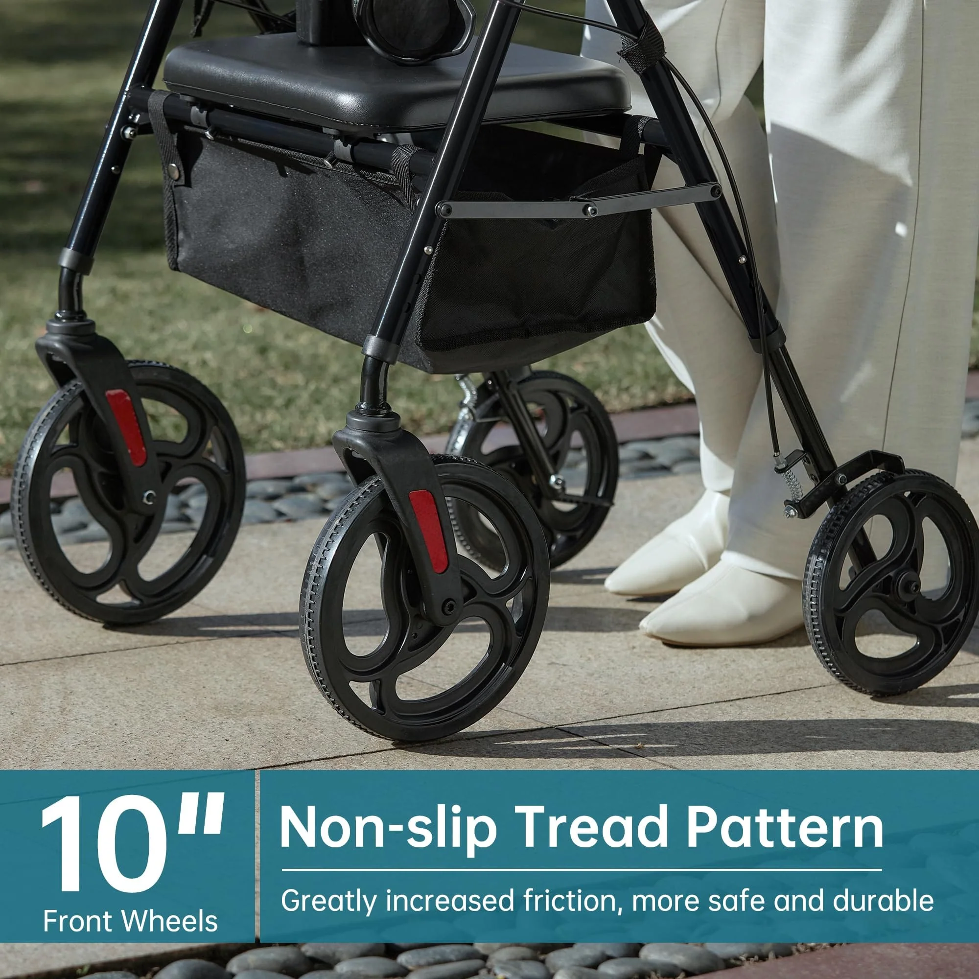 YF-9007B Dual-Brake Ergonomic Handgrip Rollator Walker 8