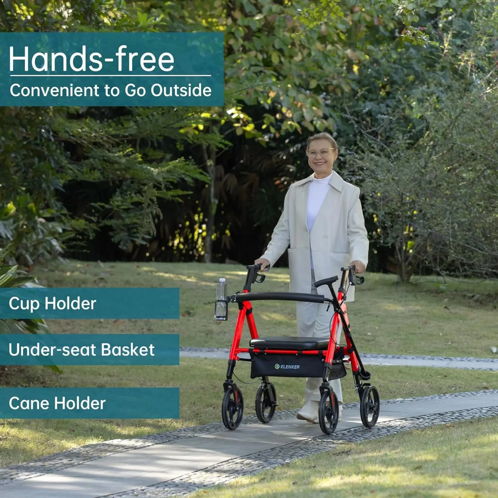 YF-9007A Dual-Brake Heavy Duty Rollator Walker 10