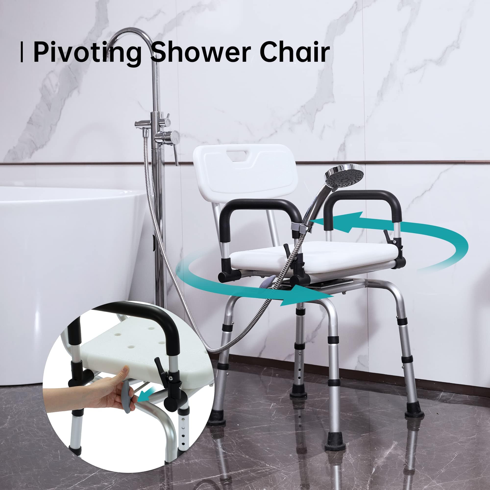 FST-5211B 360° Swivel Adjustable Medical Grade Shower Seat Chair