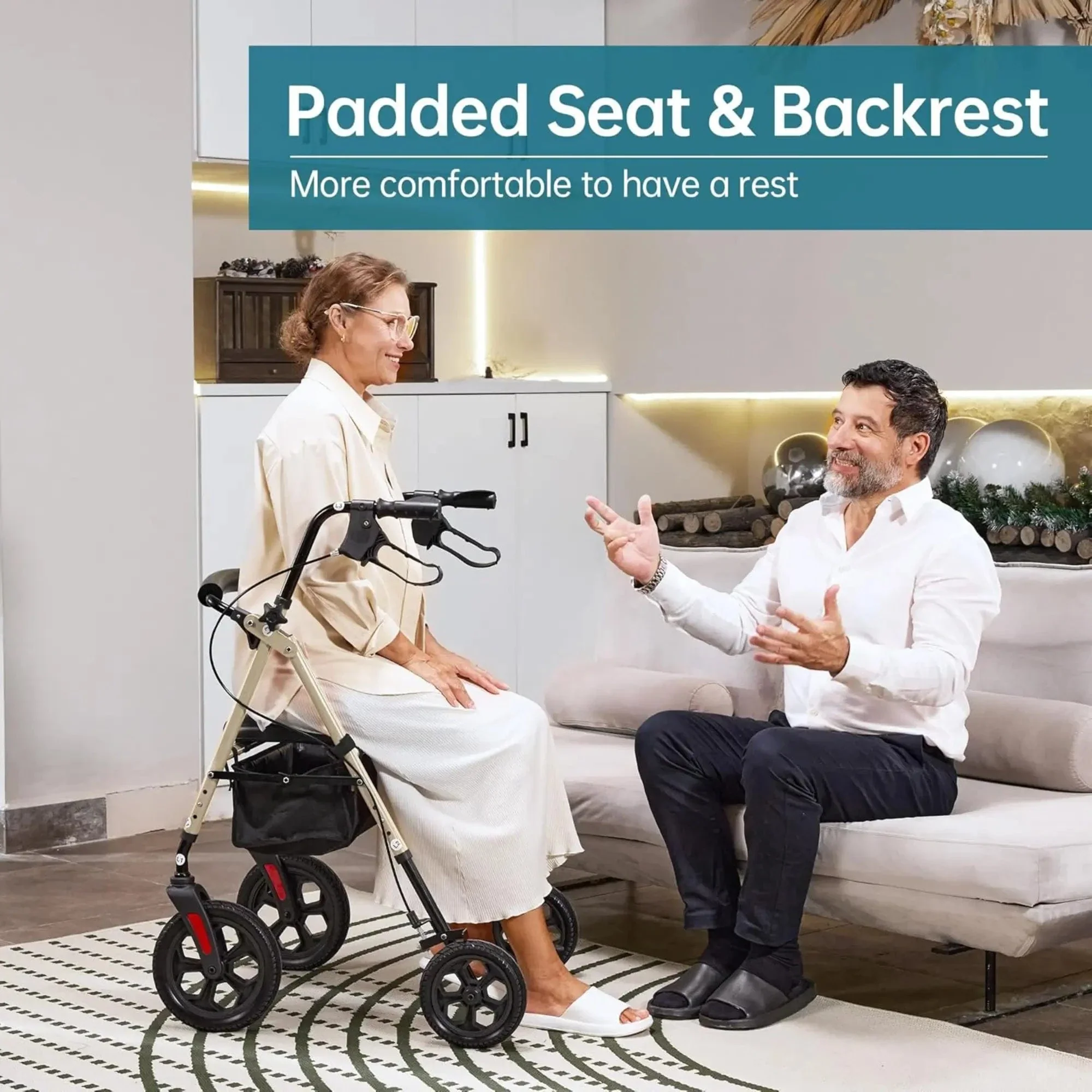 YF-9007D All-Terrain Dual-Brake Rollator Walker 8