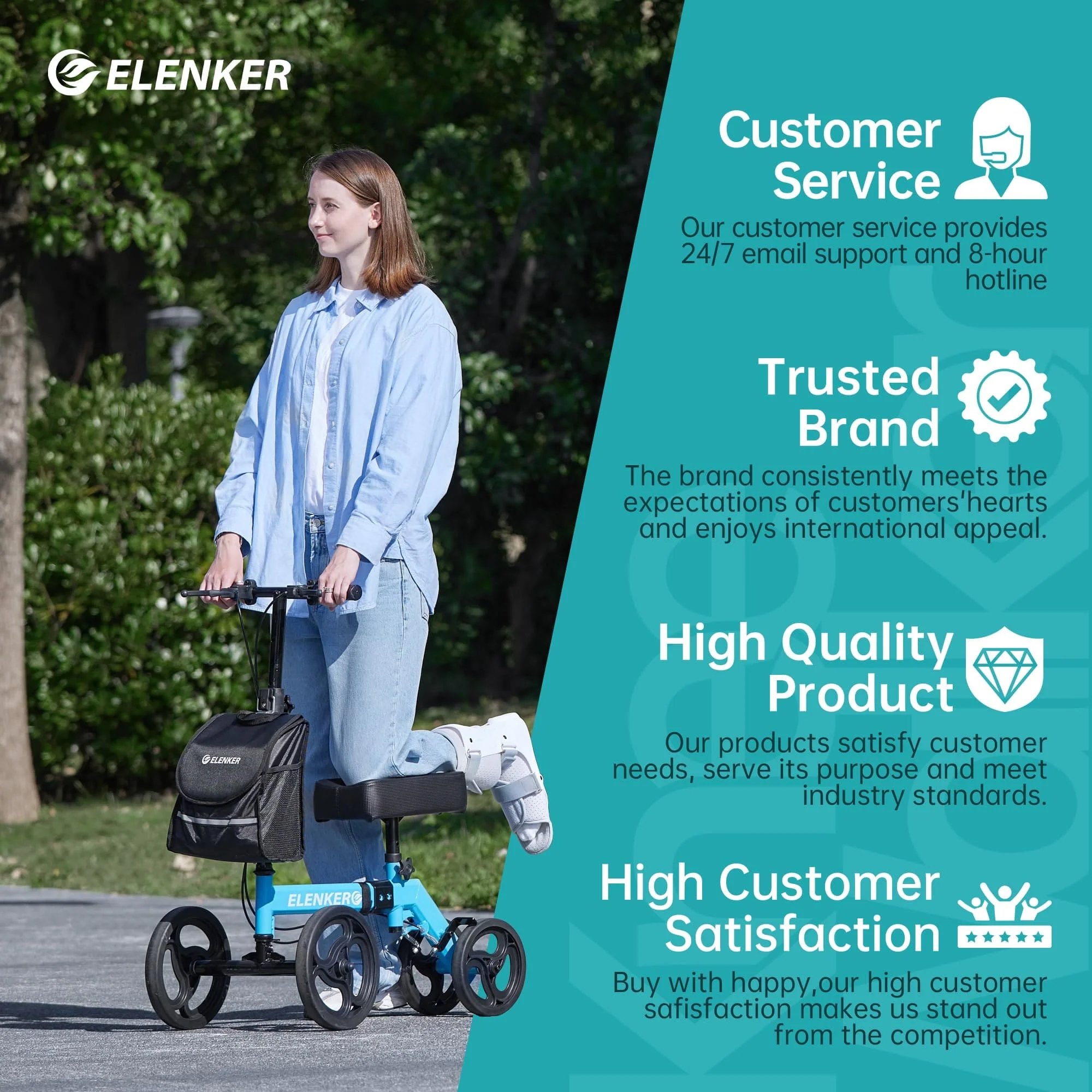 YF-9002D Steerable Deluxe Medical Knee Walker 10