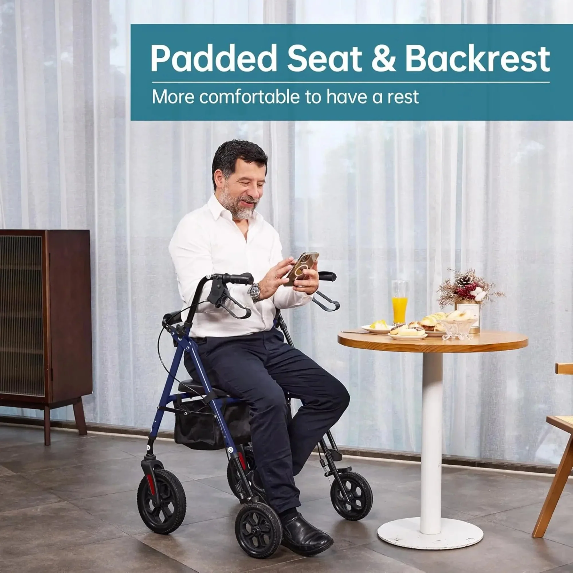 YF-9007D All-Terrain Dual-Brake Rollator Walker 8