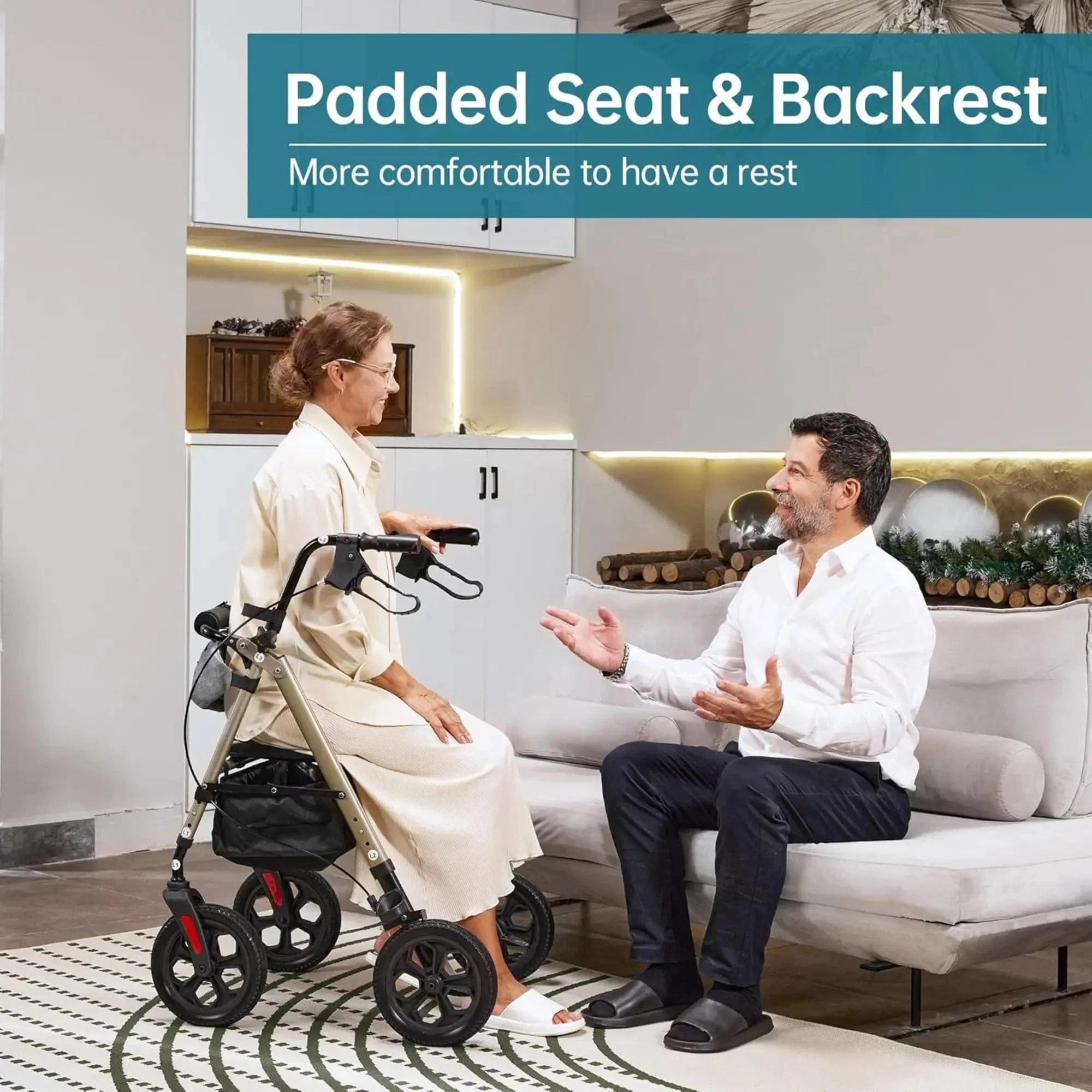 YF-9007E All-Terrain Dual-Brake Rollator Walker 10