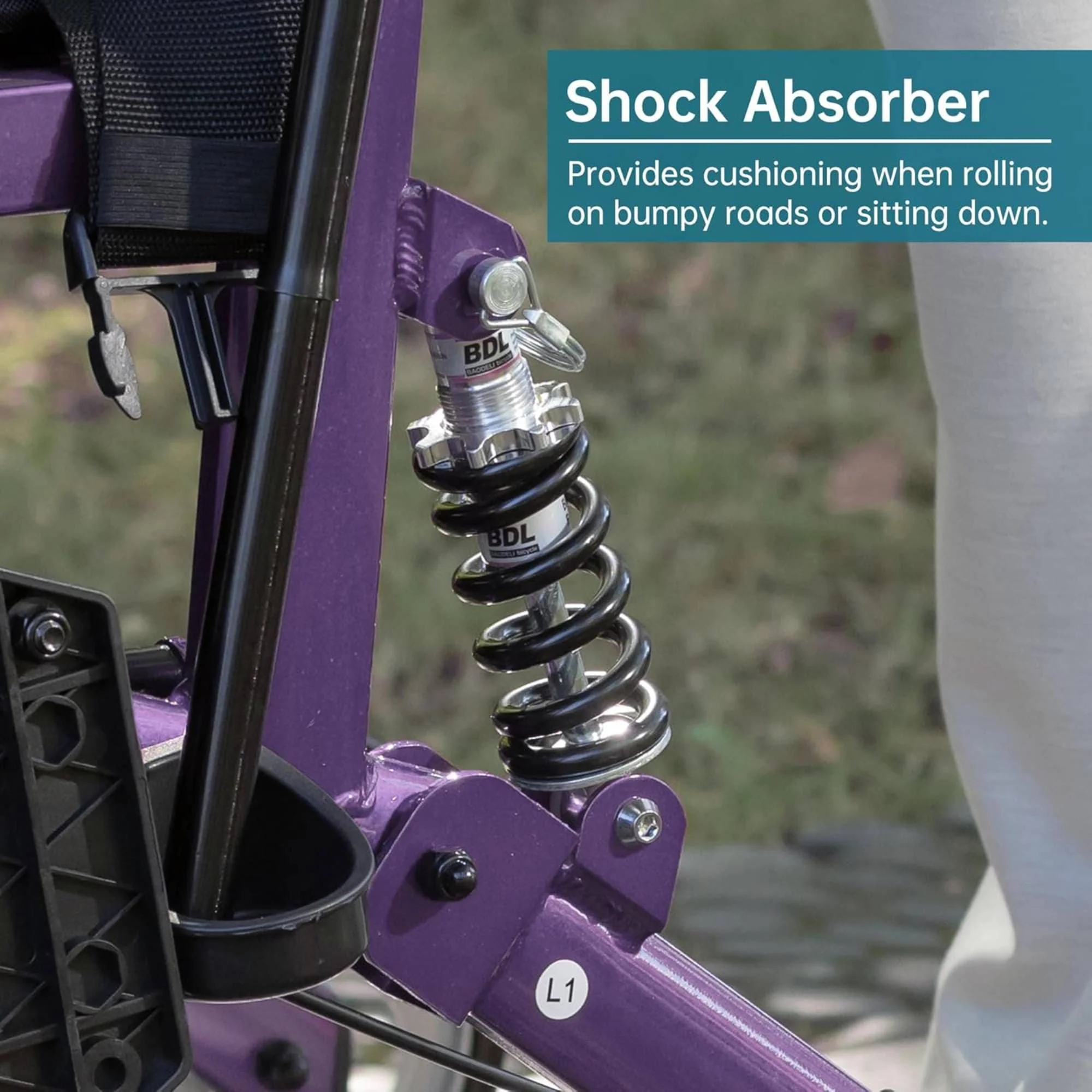 HFK-9294 2-in-1 Shock-Absorbing Rollator Walker 8” Rear Wheels