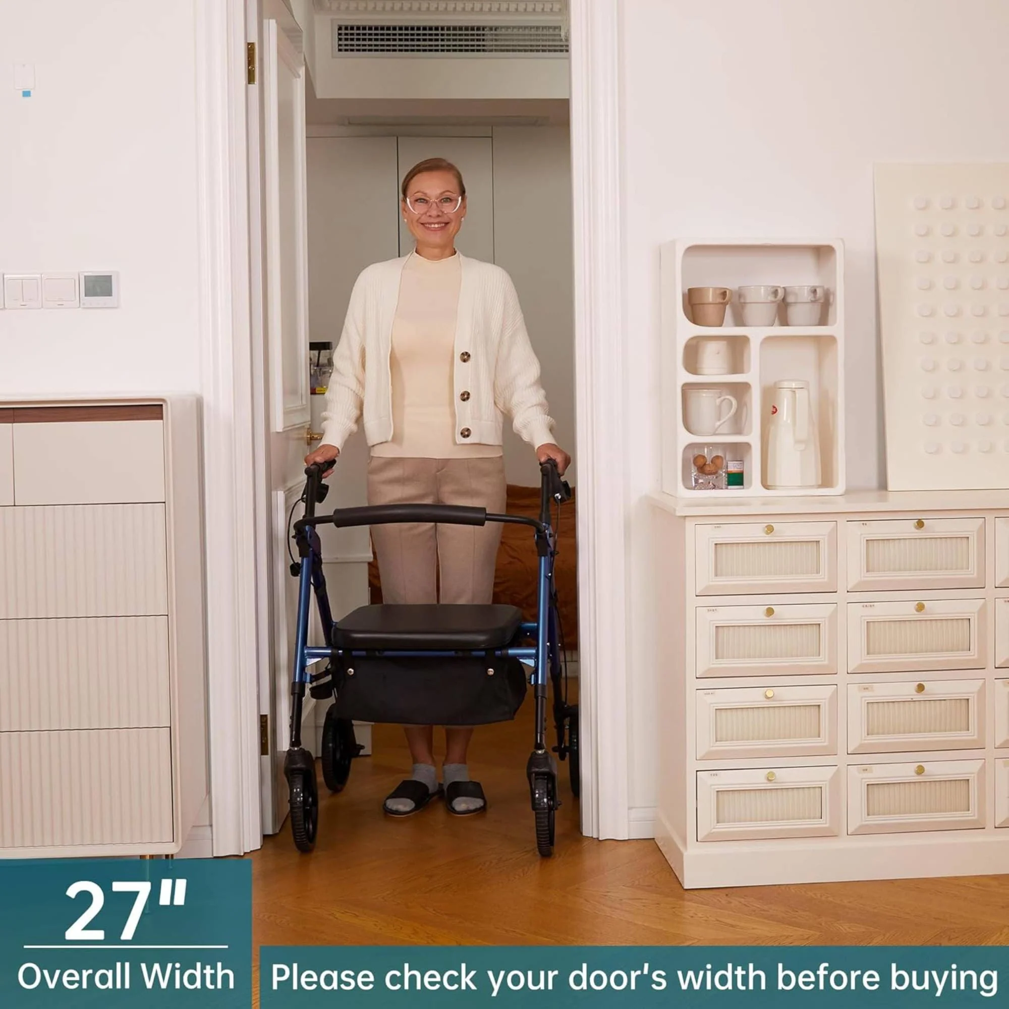 YF-9007A Dual-Brake Heavy Duty Rollator Walker 10