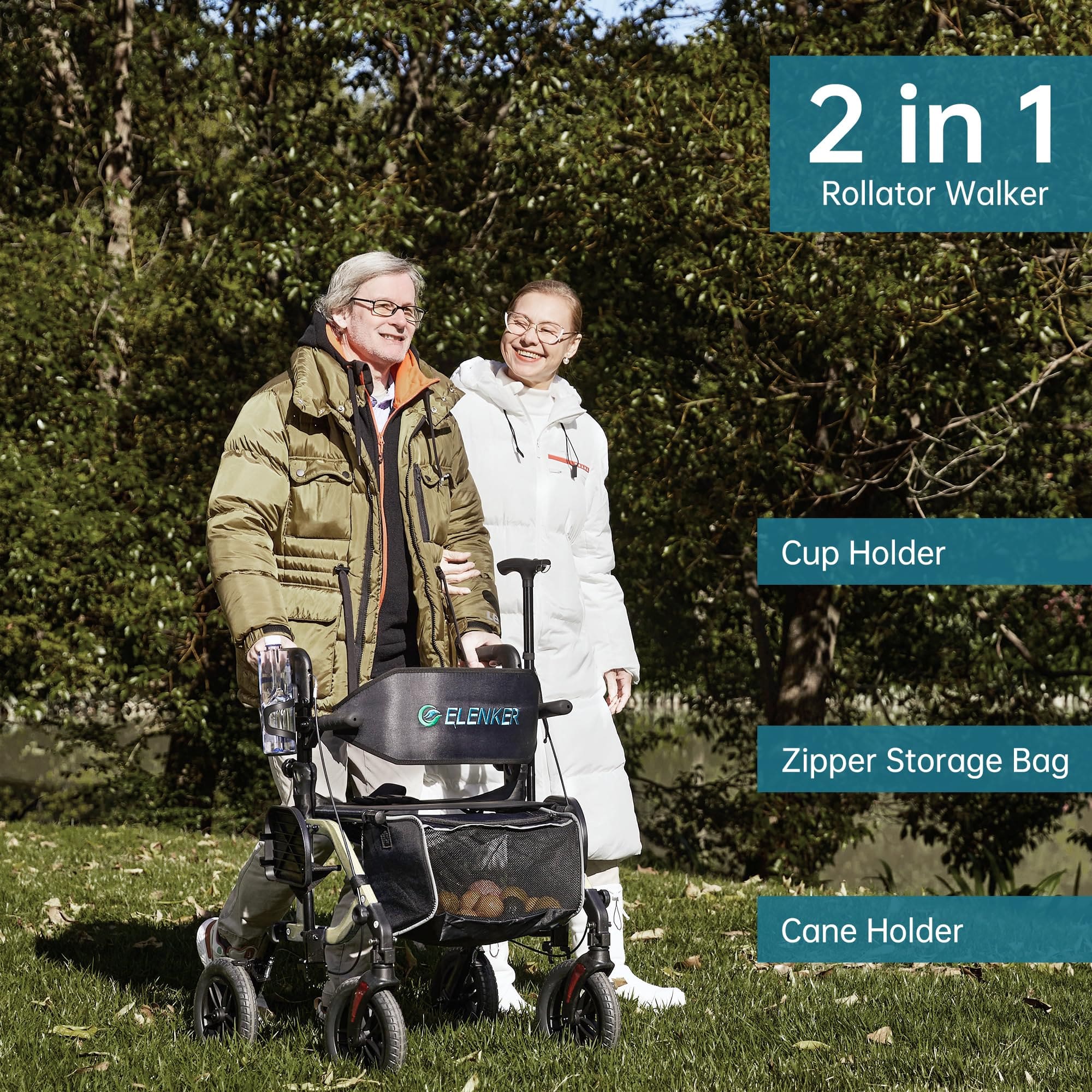 KLD-9224-2 All Terrain 2-in-1 Rollator Walker 10