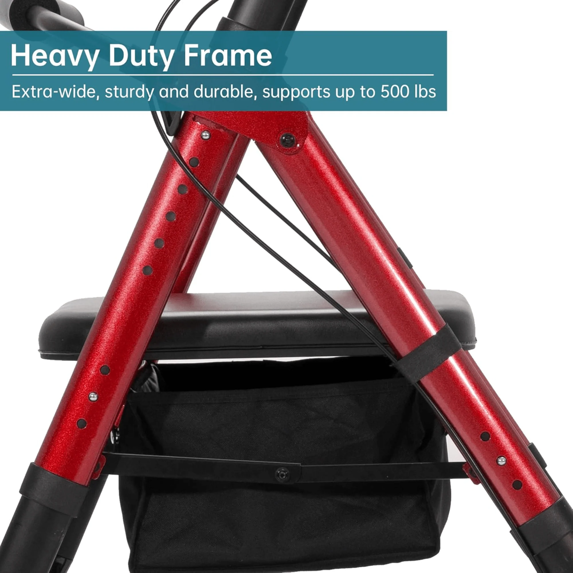 HFK-9219KD-2 All-Terrain Heavy Duty No-Assembly Rollator Walker 10