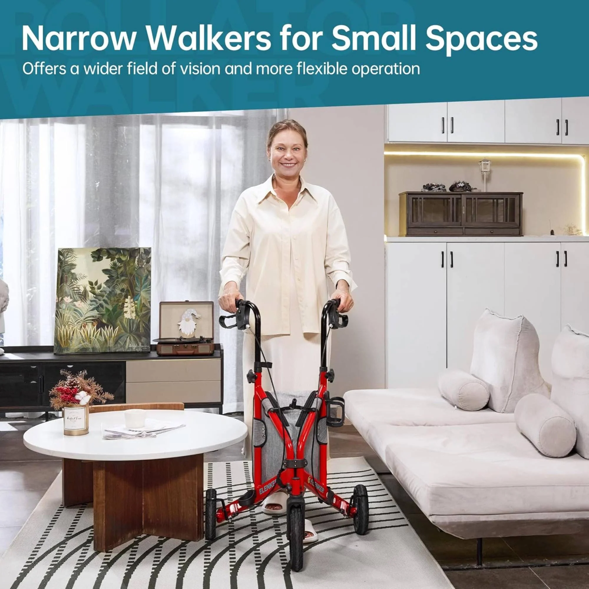 YF-9006B All-Terrain Portable Heavy Duty Rollator Walker 8