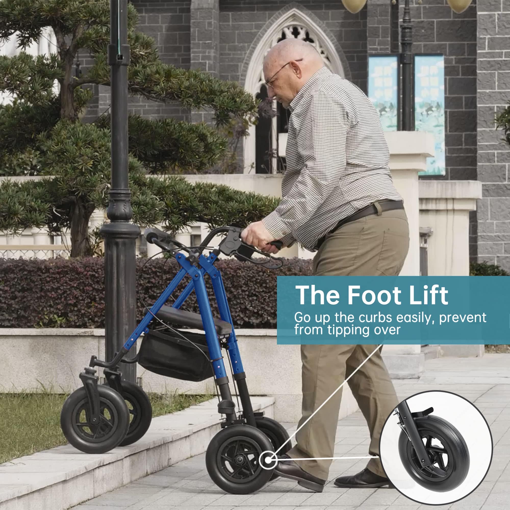 HFK-9236D4 All Terrain Dual-Brake Rollator Walker 10