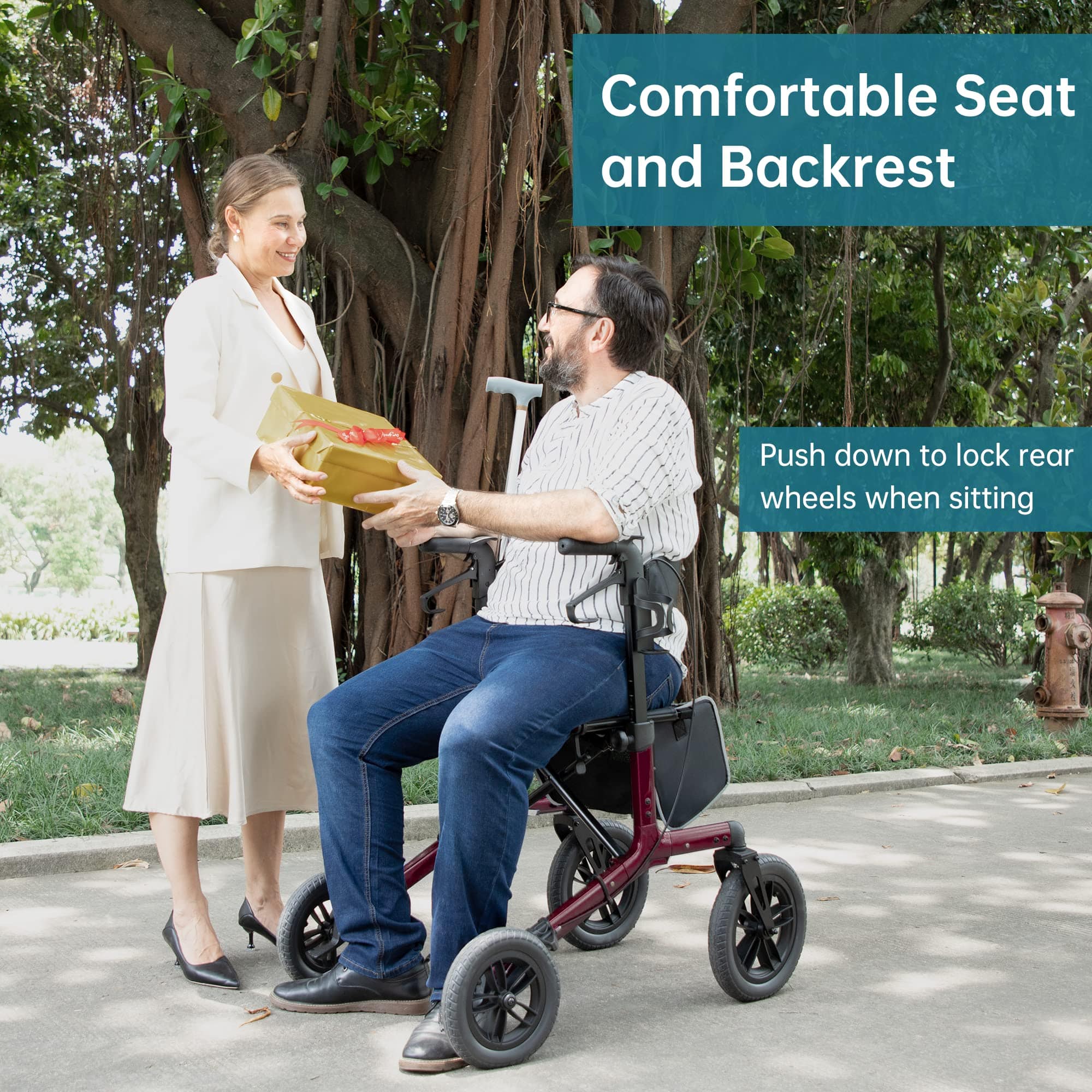 KLD-9212 All Terrain Dual-Brake Rollator Walker 10