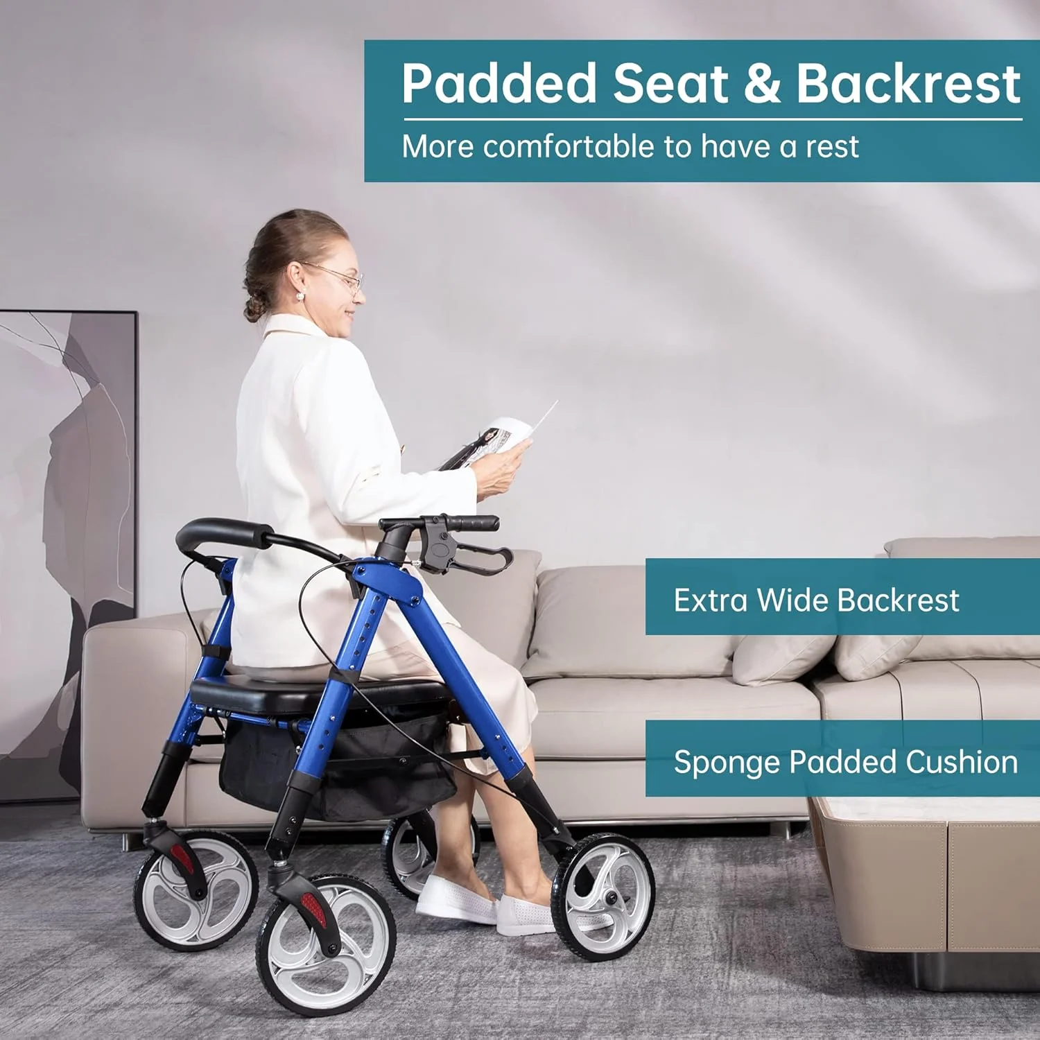 HFK-9219 Dual-Brake Heavy Duty Rollator Walker 10