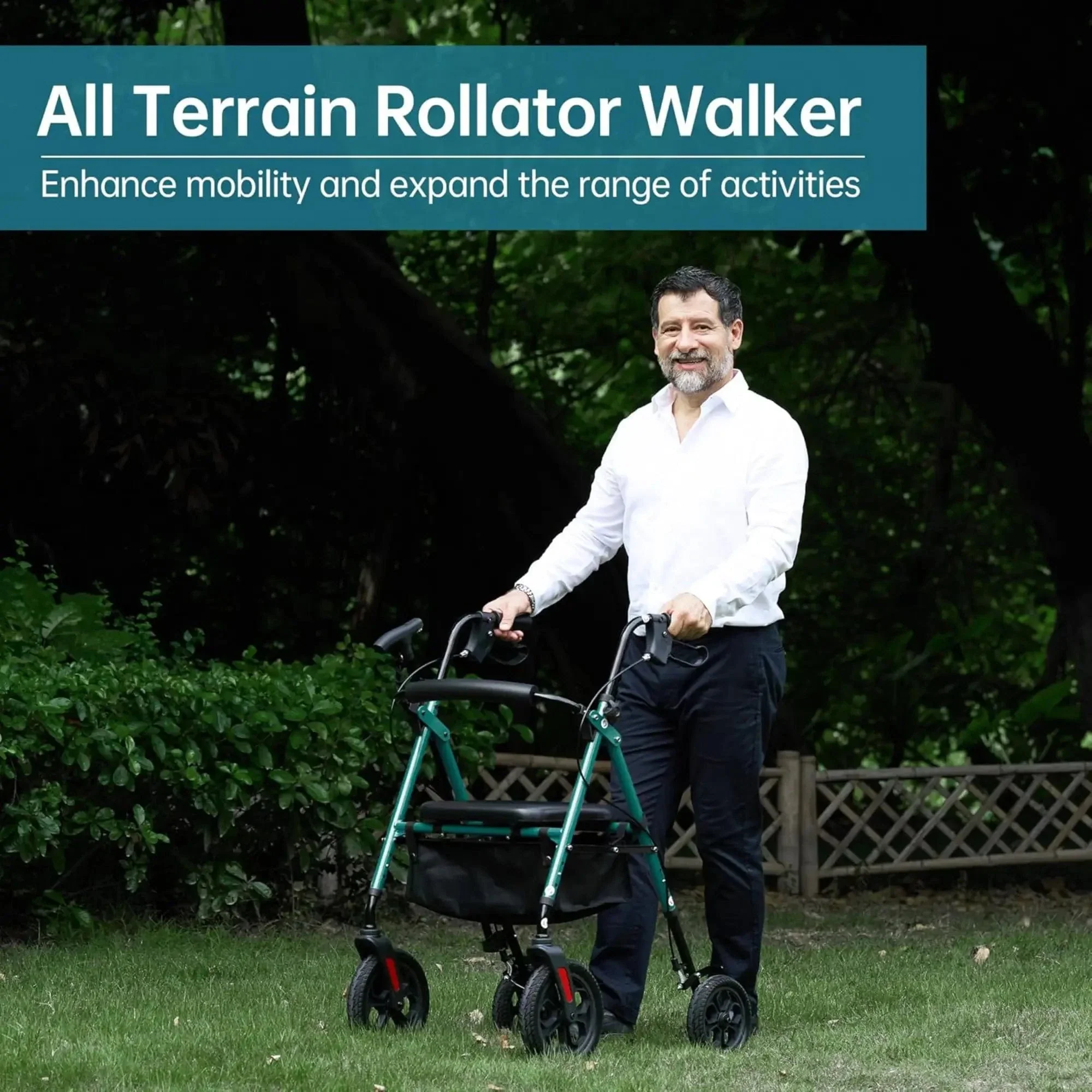 YF-9007D All-Terrain Dual-Brake Rollator Walker 8