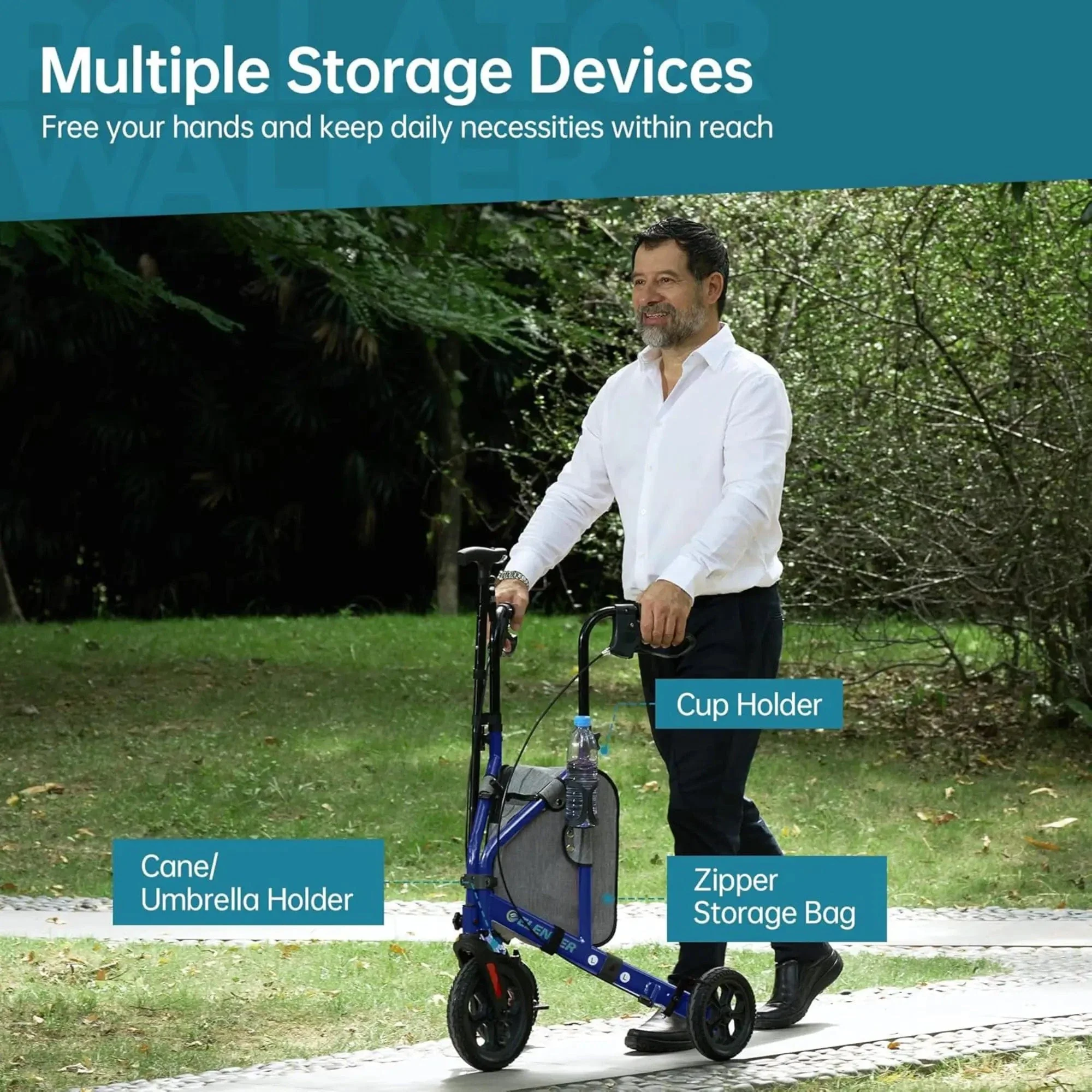 YF-9006B All-Terrain Portable Heavy Duty Rollator Walker 8