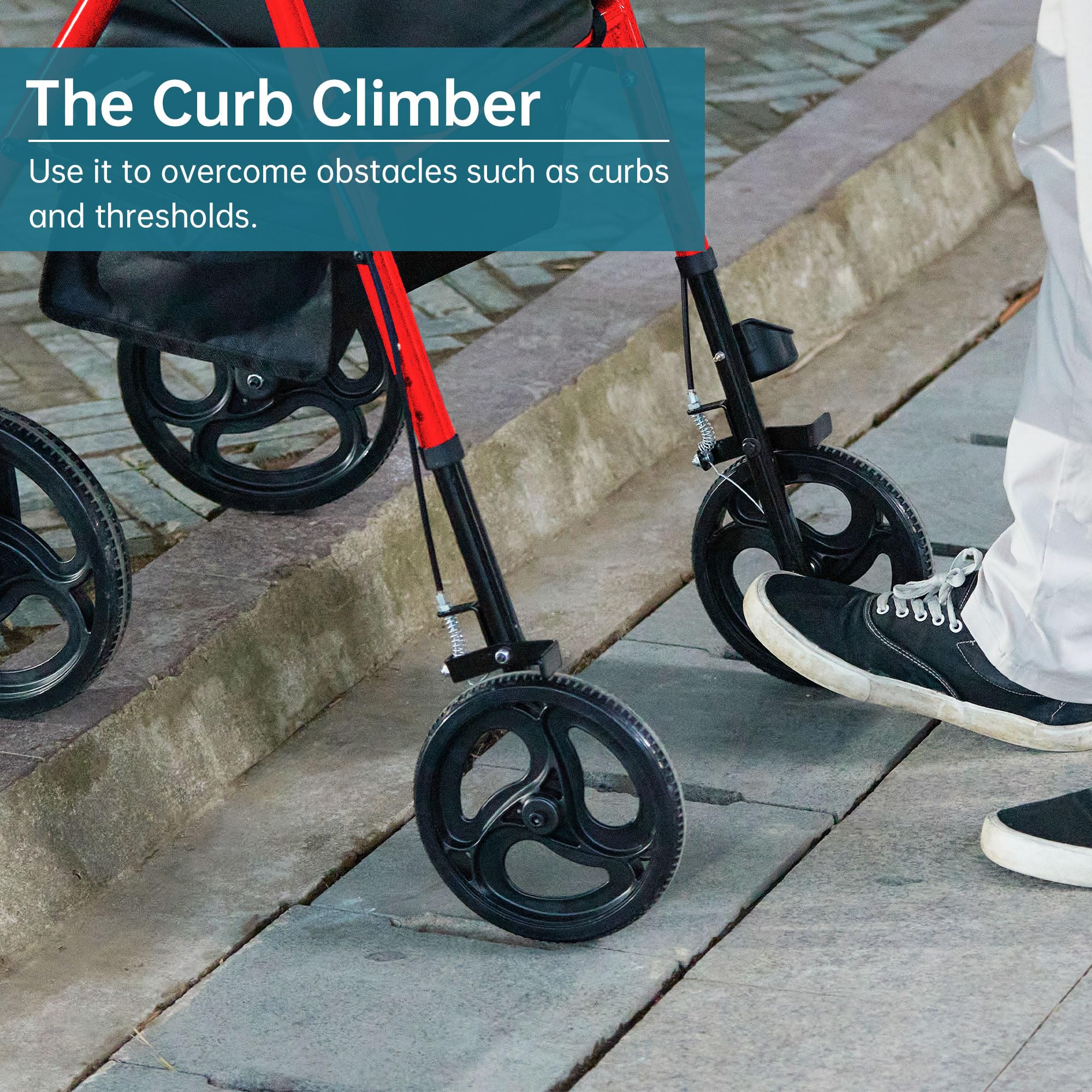 YF-9007B Dual-Brake Ergonomic Handgrip Rollator Walker 8