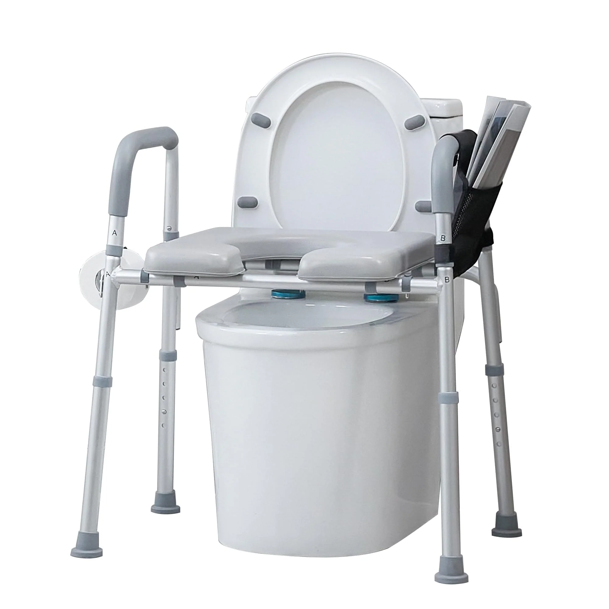 HFK-3367KD Height-Adjustable Raised Toilet Seat With Soft Padded Seat