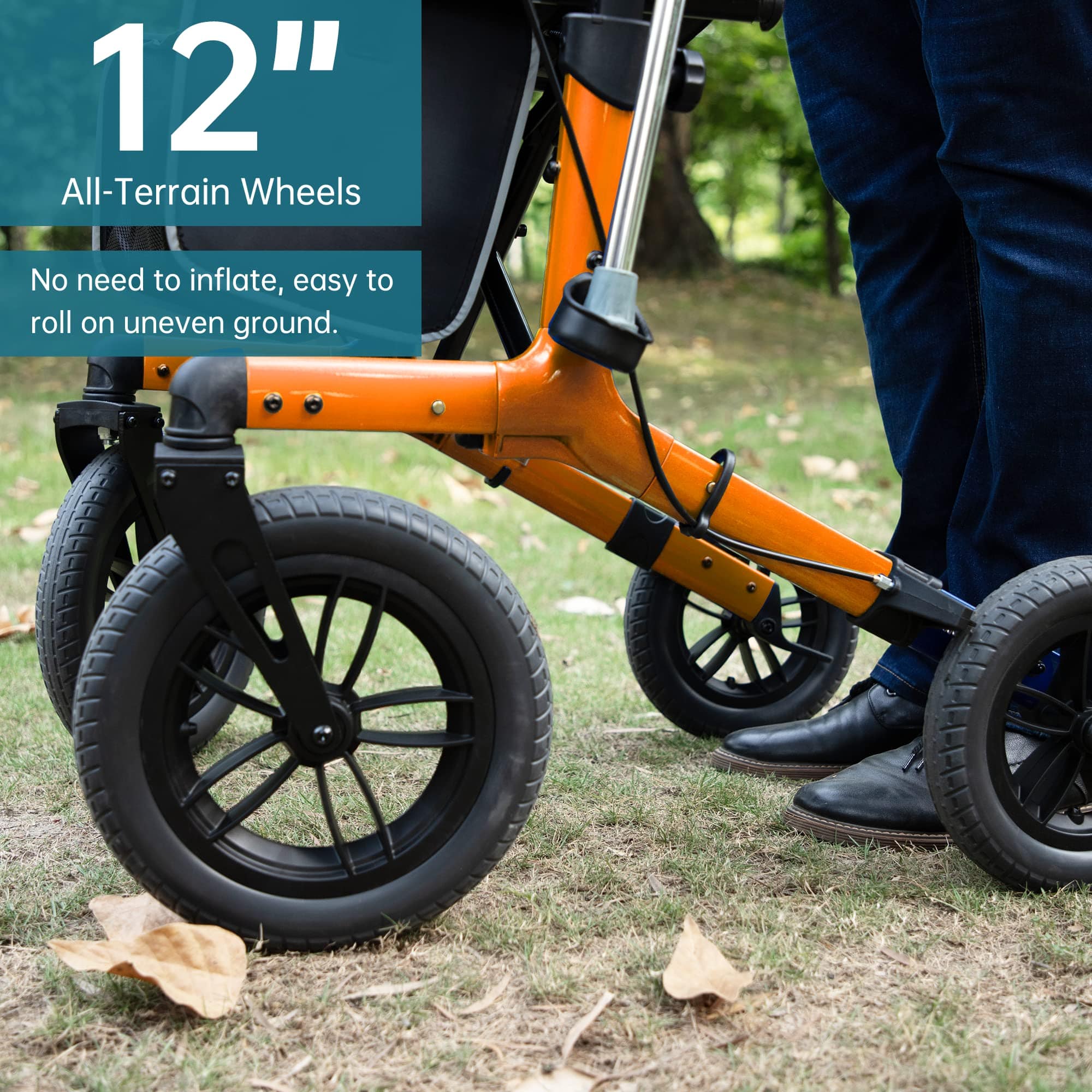 KLD-9212 All Terrain Dual-Brake Rollator Walker 10