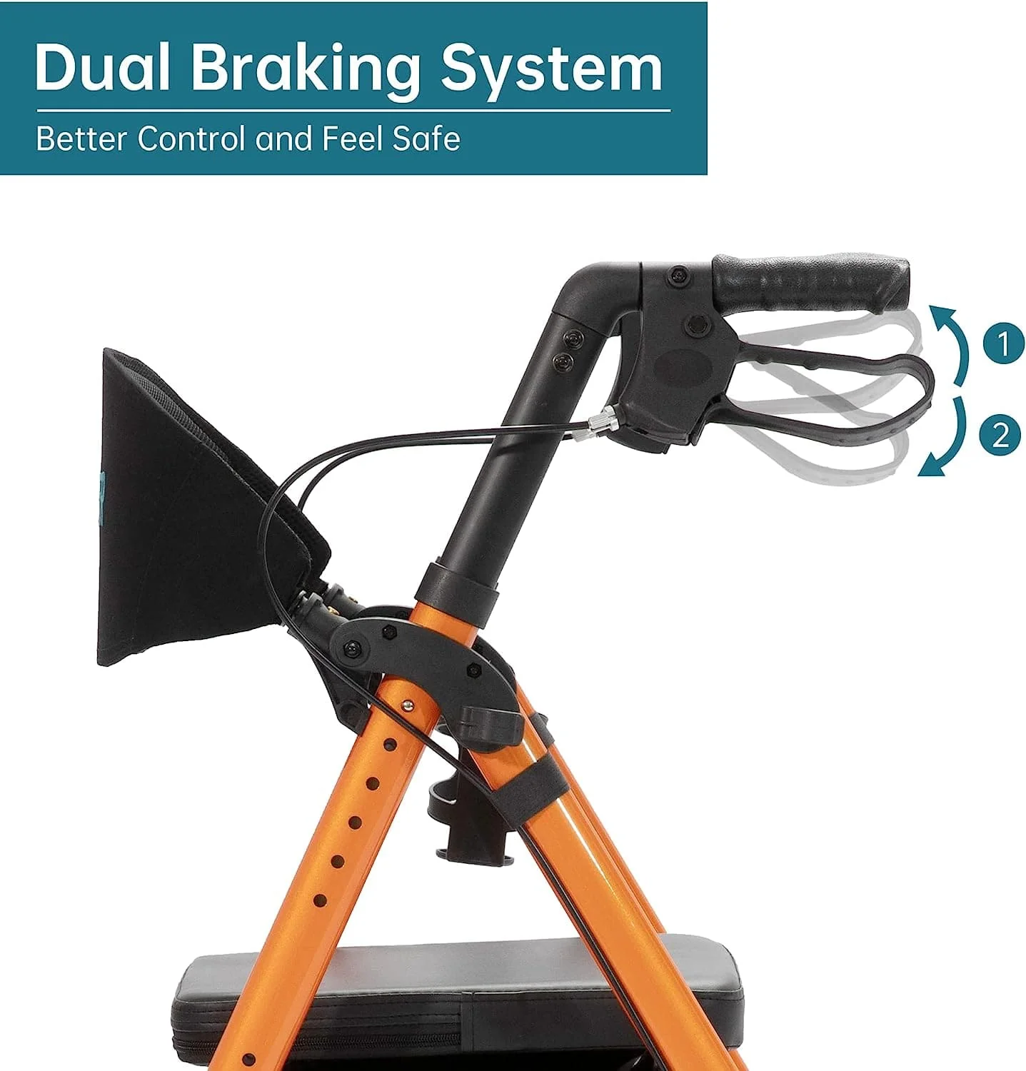 KLD-9218 All Terrain Dual-Brake Rollator Walker 8