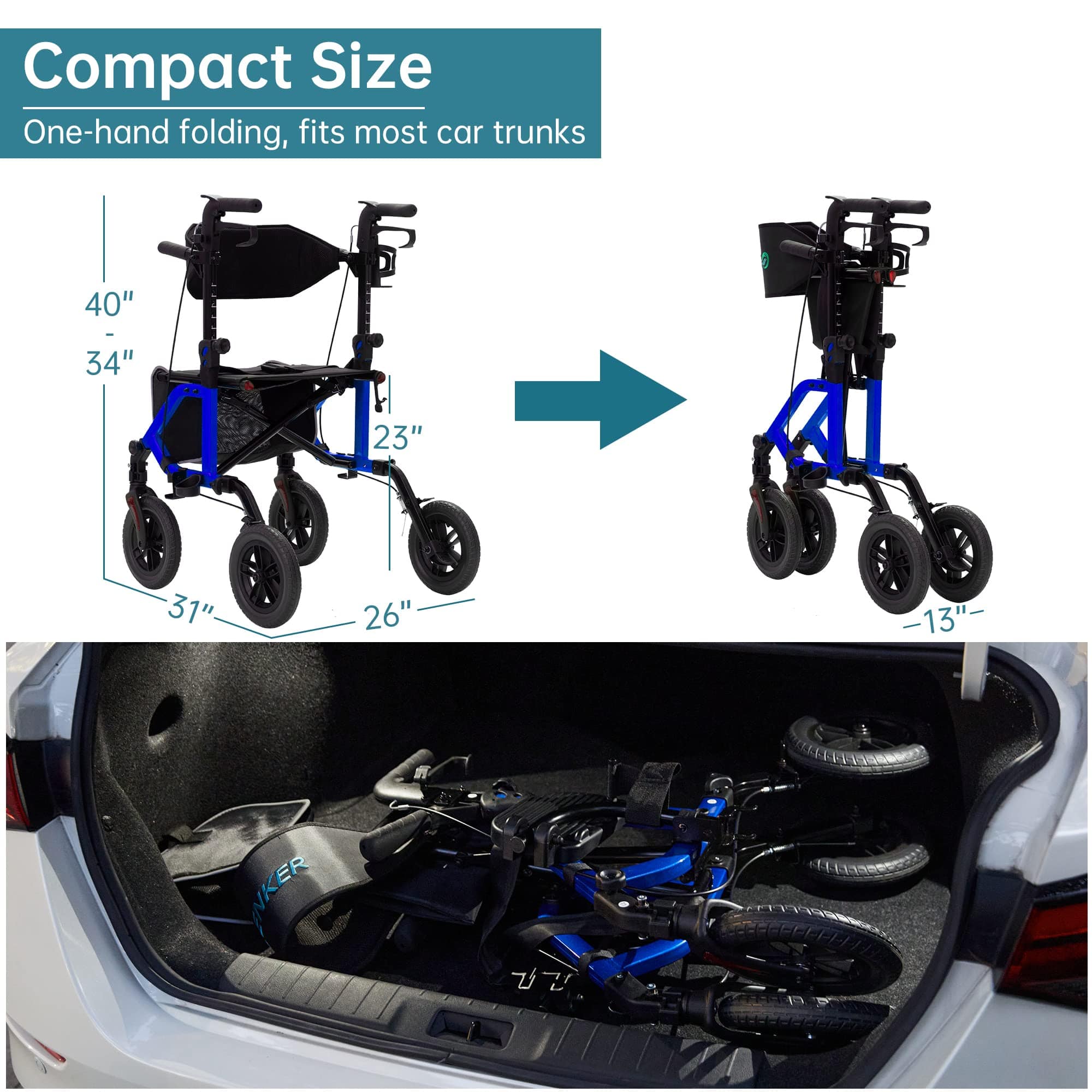 KLD-9224-2 All Terrain 2-in-1 Rollator Walker 10