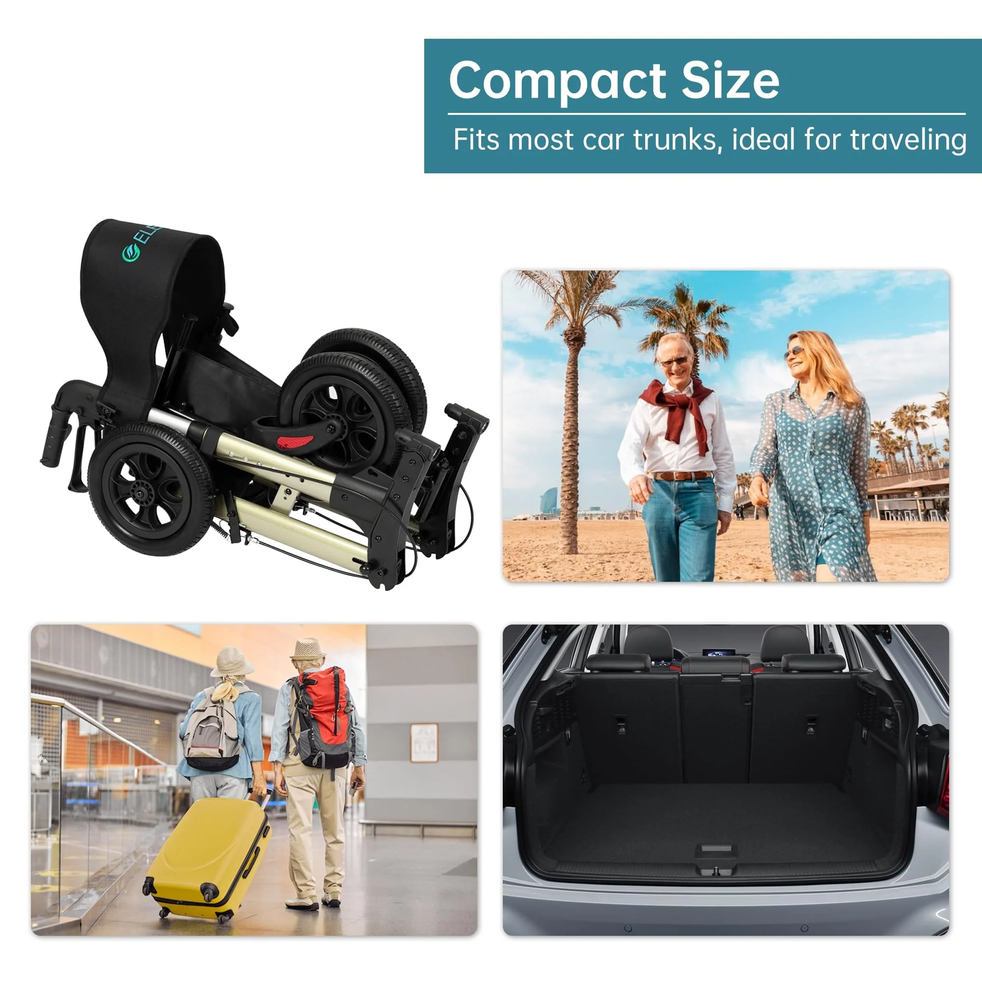 HFK-9202E All Terrain Dual-Brake Compact Foldable Rollator Walker 10