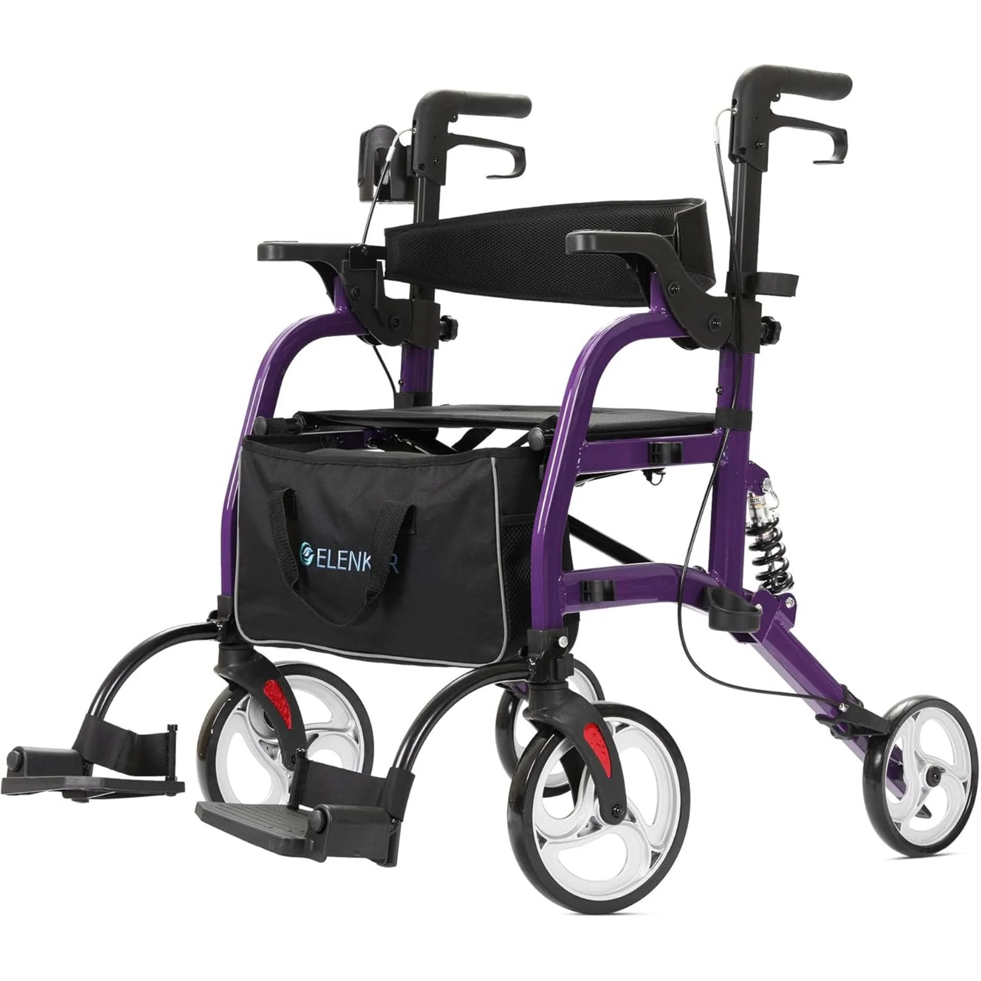 HFK-9294 2-in-1 Shock-Absorbing Rollator Walker 8” Rear Wheels