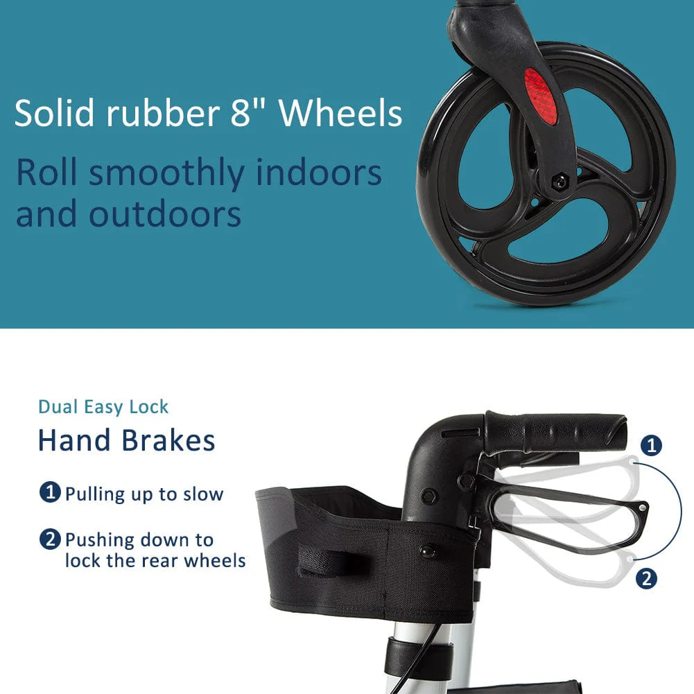 HFK-9211 Dual-Brake Shock-Absorbing Rollator Walker 8