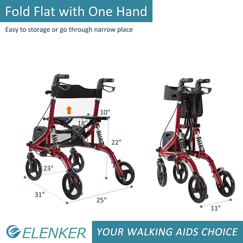 HFK-9211 Dual-Brake Shock-Absorbing Rollator Walker 8