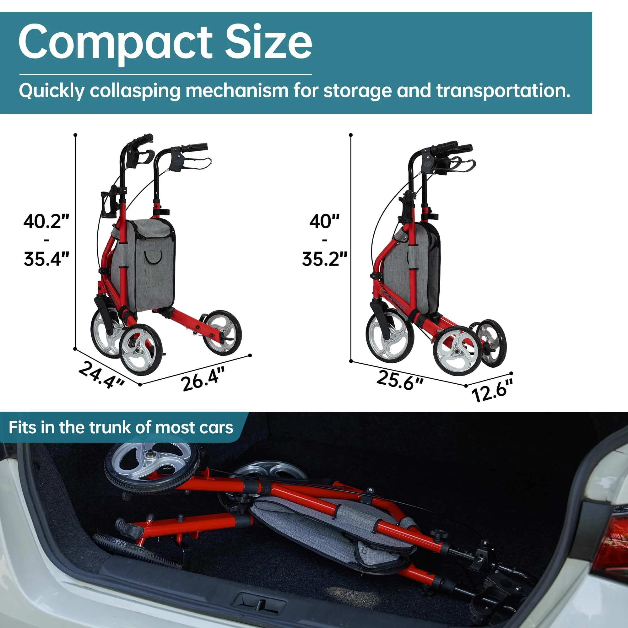 YF-9006 Portable Heavy Duty Rollator Walker 8