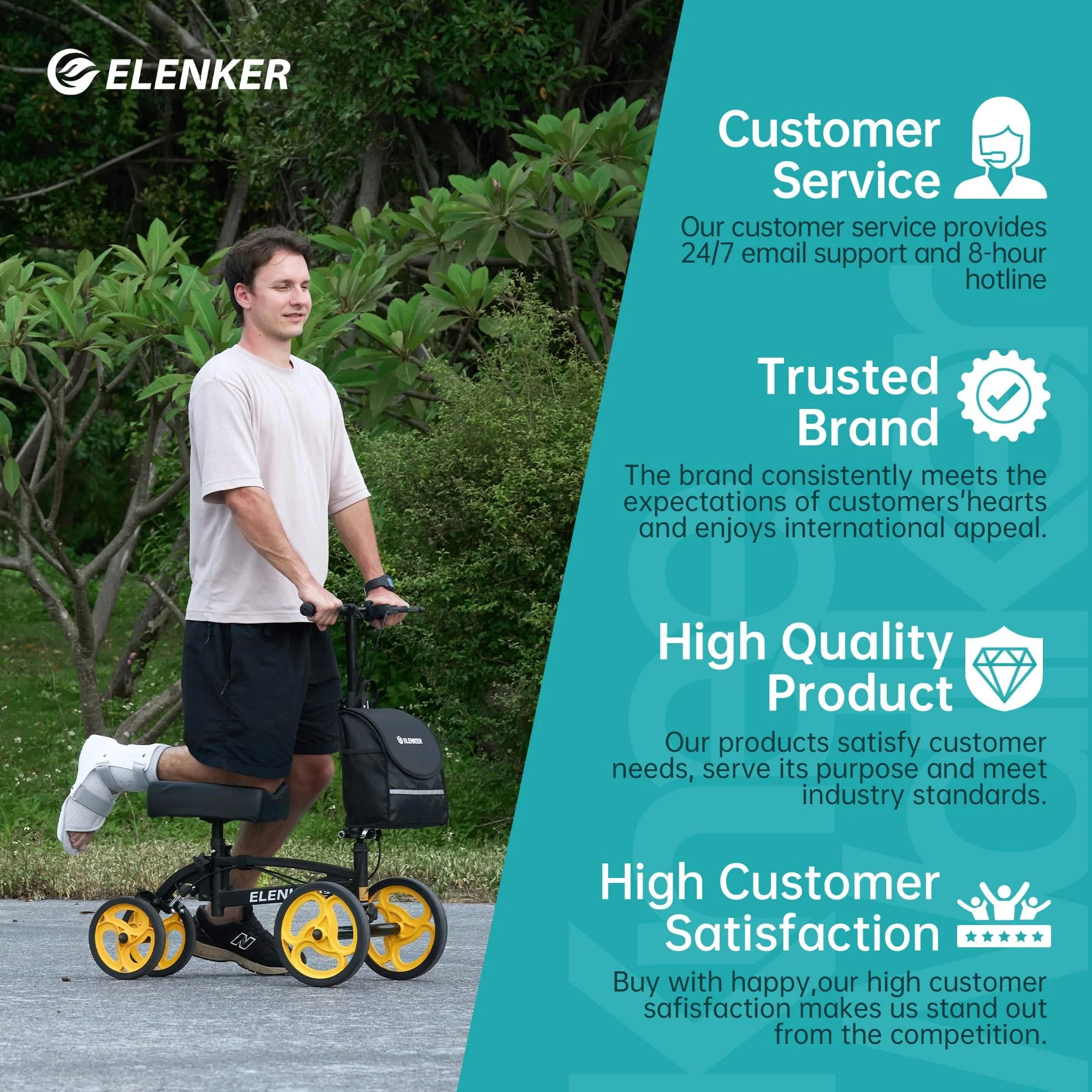 YF-9010A Steerable Foldable Knee Walker 10