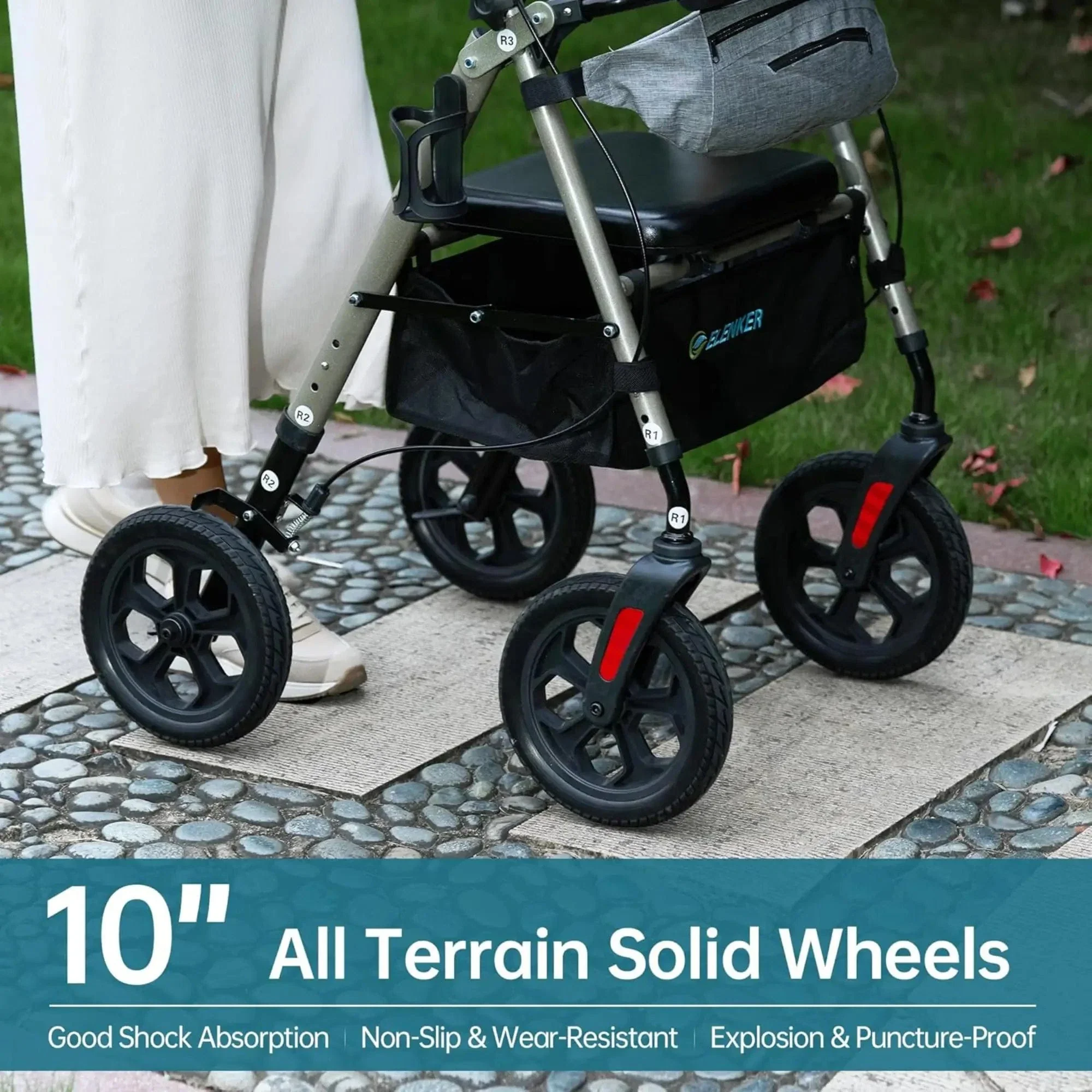 YF-9007E All-Terrain Dual-Brake Rollator Walker 10
